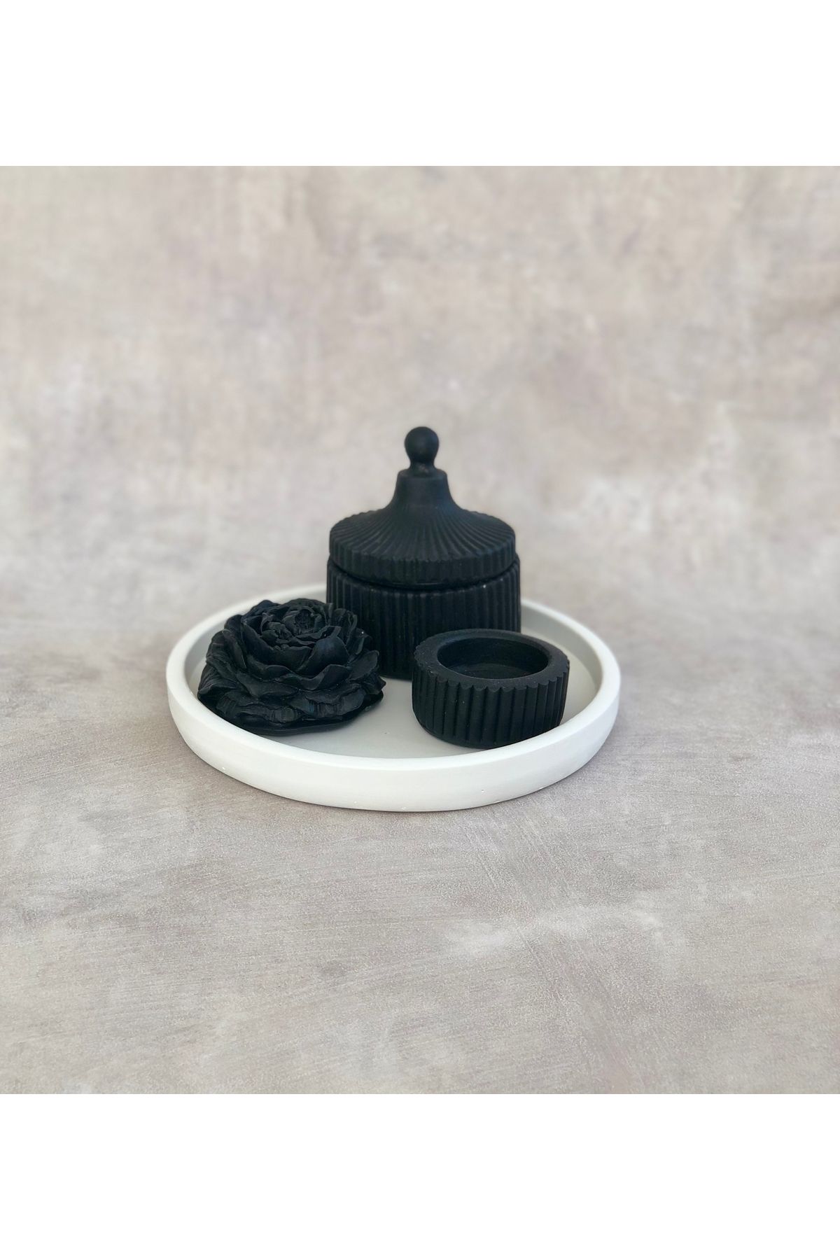 thiramis homeconcept 4’Lü Siyah Mini Kapaklı Kutu Dekoratif Set