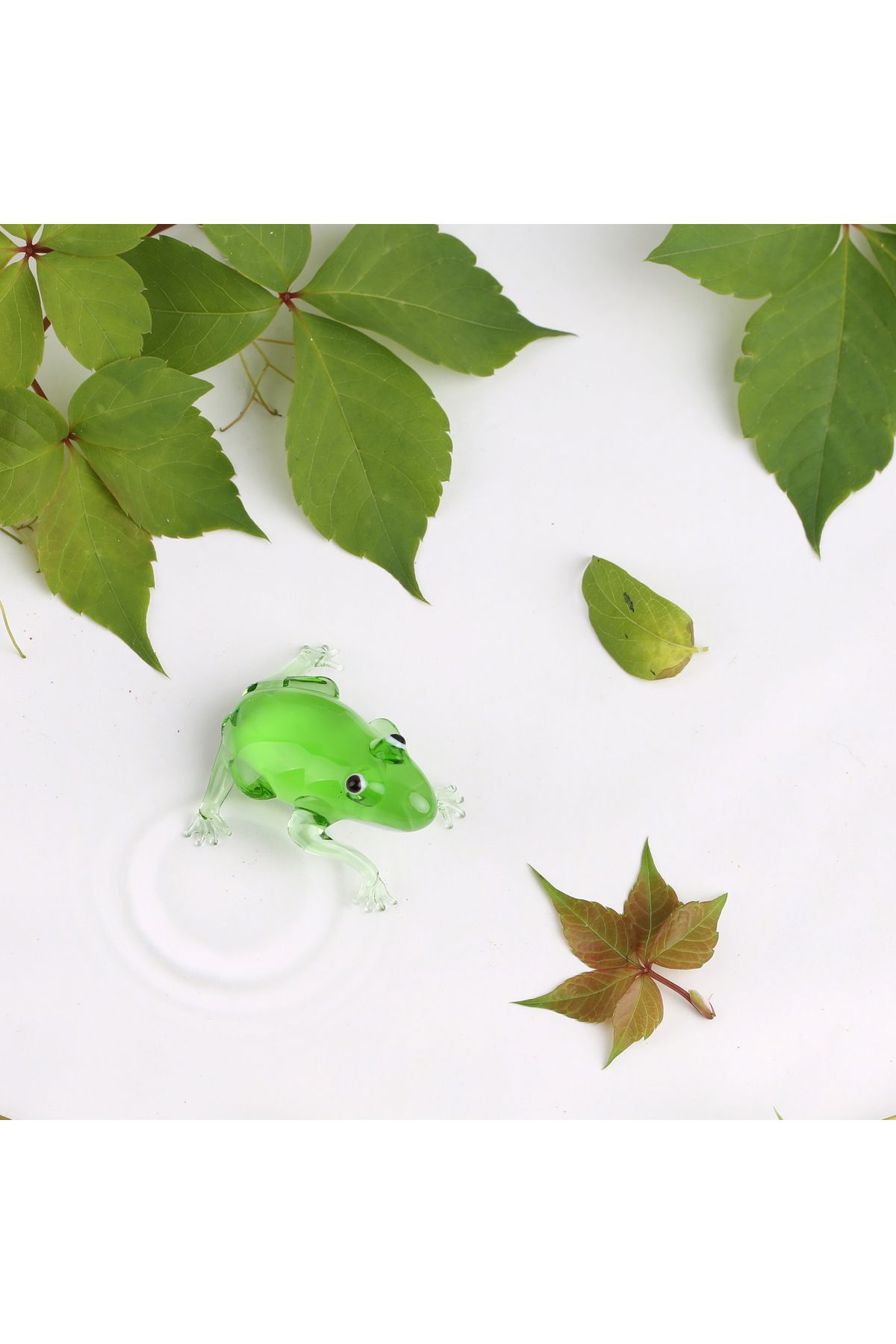 ADAMODART Kurbağa Minyatür Dekoratif Cam Biblo - Tekli