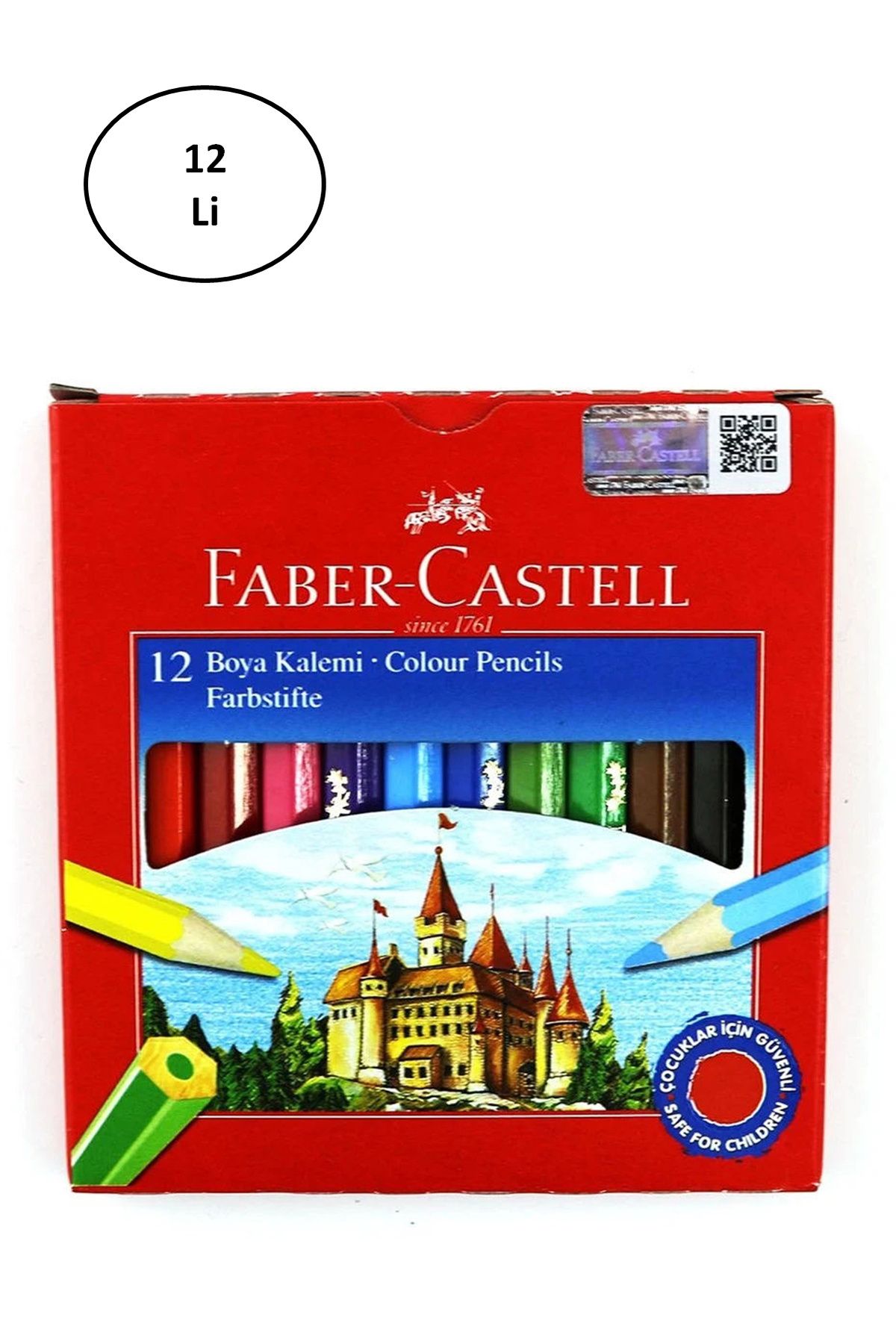 MirtaButik Faber Castell Karton Kutu Boya Kalemi 12 Renk Yarım Boy 12'li