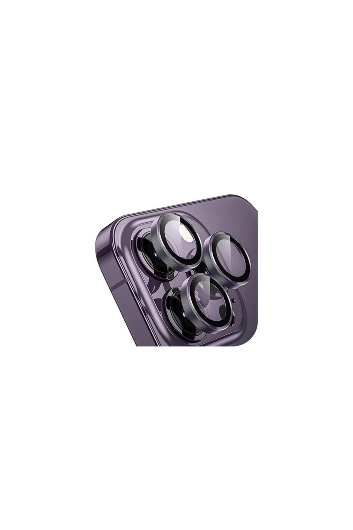 Sunix Iphone 14 Pro / 14 Pro Max Ile Uyumlu Darbeye Dayanıklı Safir Kamera Lens Koruyucu Mor