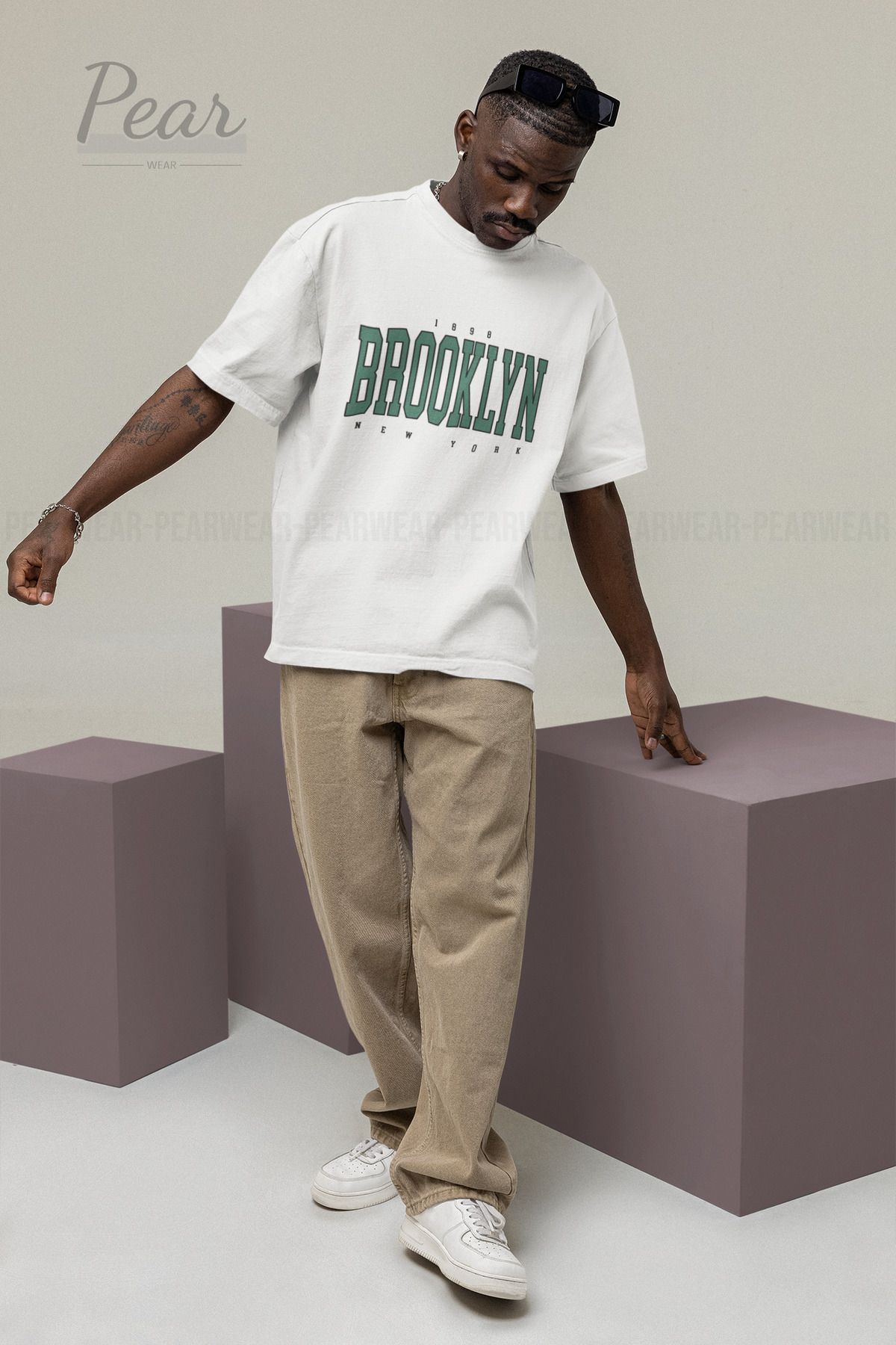 Pear Wear Brooklyn Baskılı Unisex Tişört Oversize T-shirt