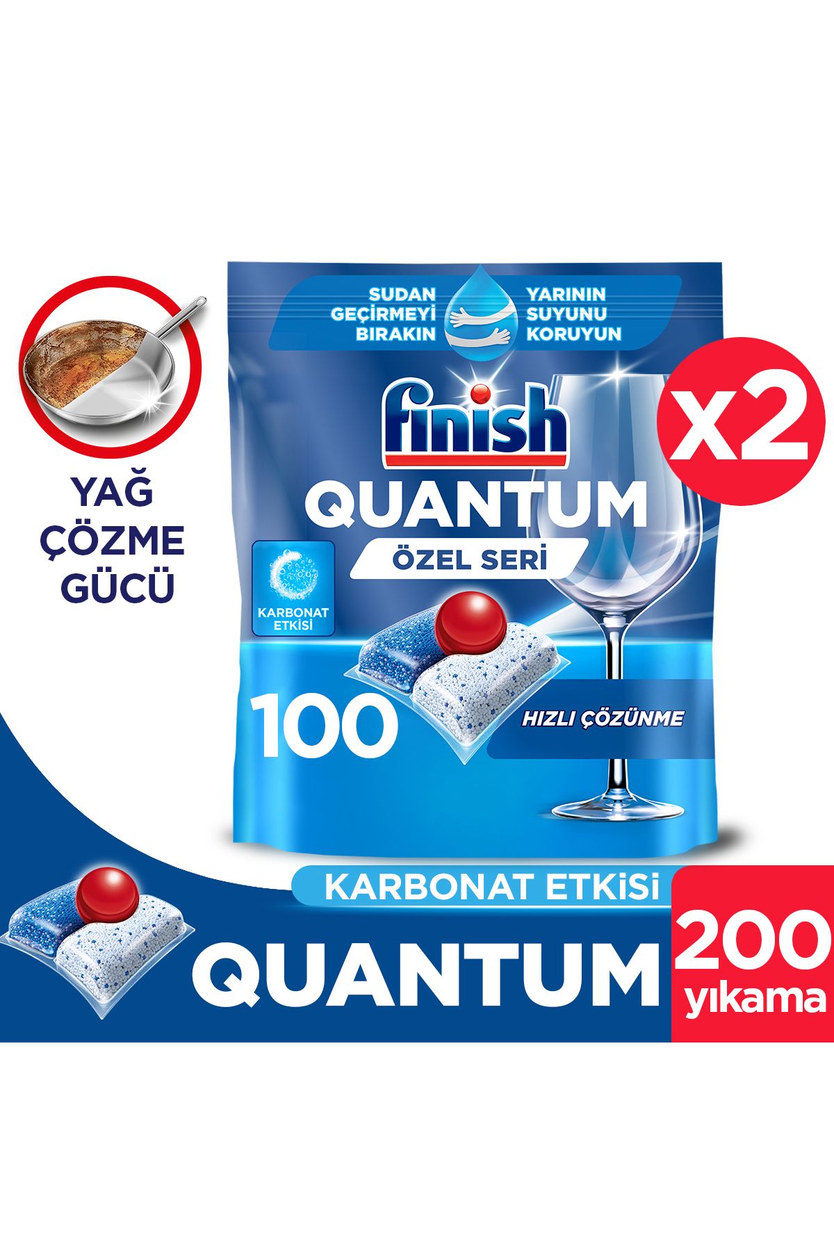 Finish Quantum Özel Seri 200 Kapsül Bulaşık Makinesi Deterjanı Tableti (100 x 2)