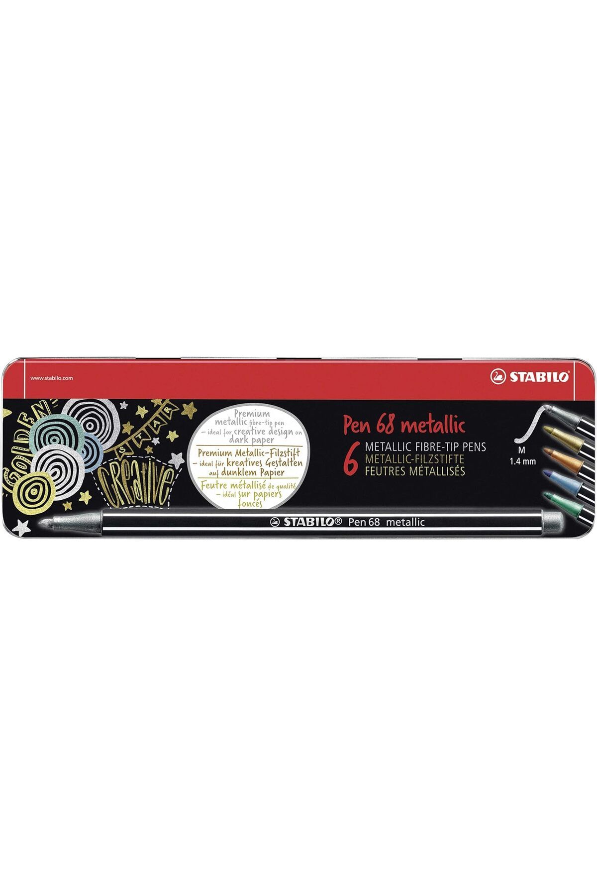 Stabilo Pen 68 Metalik - Keçe Uçlu Boya Kalemi - 6'Lı Kutu - Çeşitli Renkler