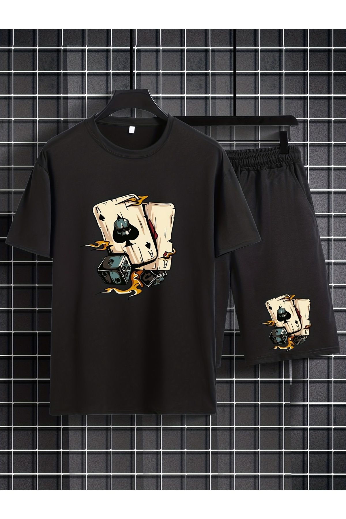 GALASHOP Trendy Poker Element grafik Baskılı 2 li set