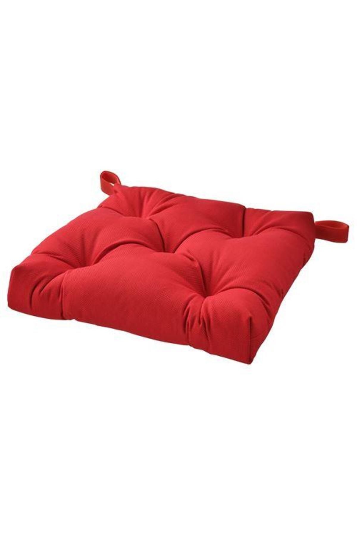 IKEA Sandalye Minderi Kırmızı Renk 40/35x38x7 Cm Meridyendukkan Cırt-cırtlı -pamuklu