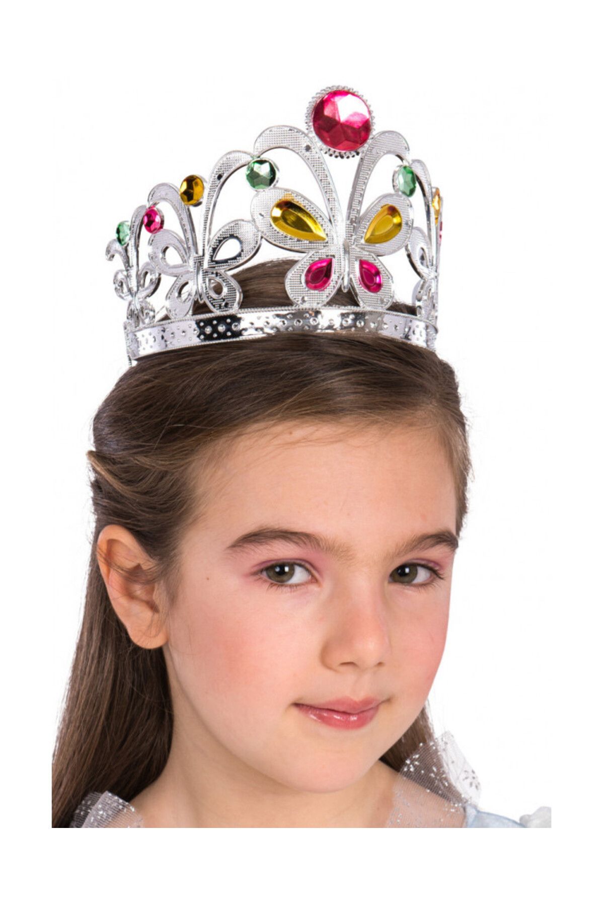 xmldünyası Çocuklar İçin Kraliçe Tacı - Çocuk Prenses Tacı Gümüş Renk