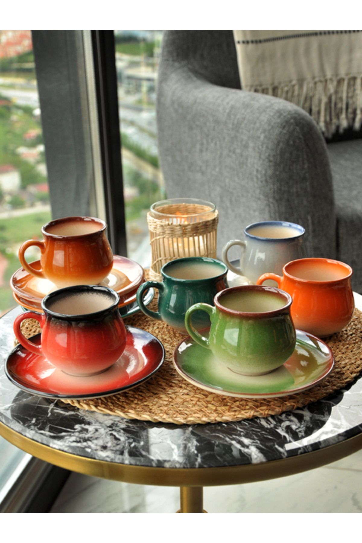M'art Home Sipahi Renkli 6 lı Kahve Fincan Takımı 150 Ml