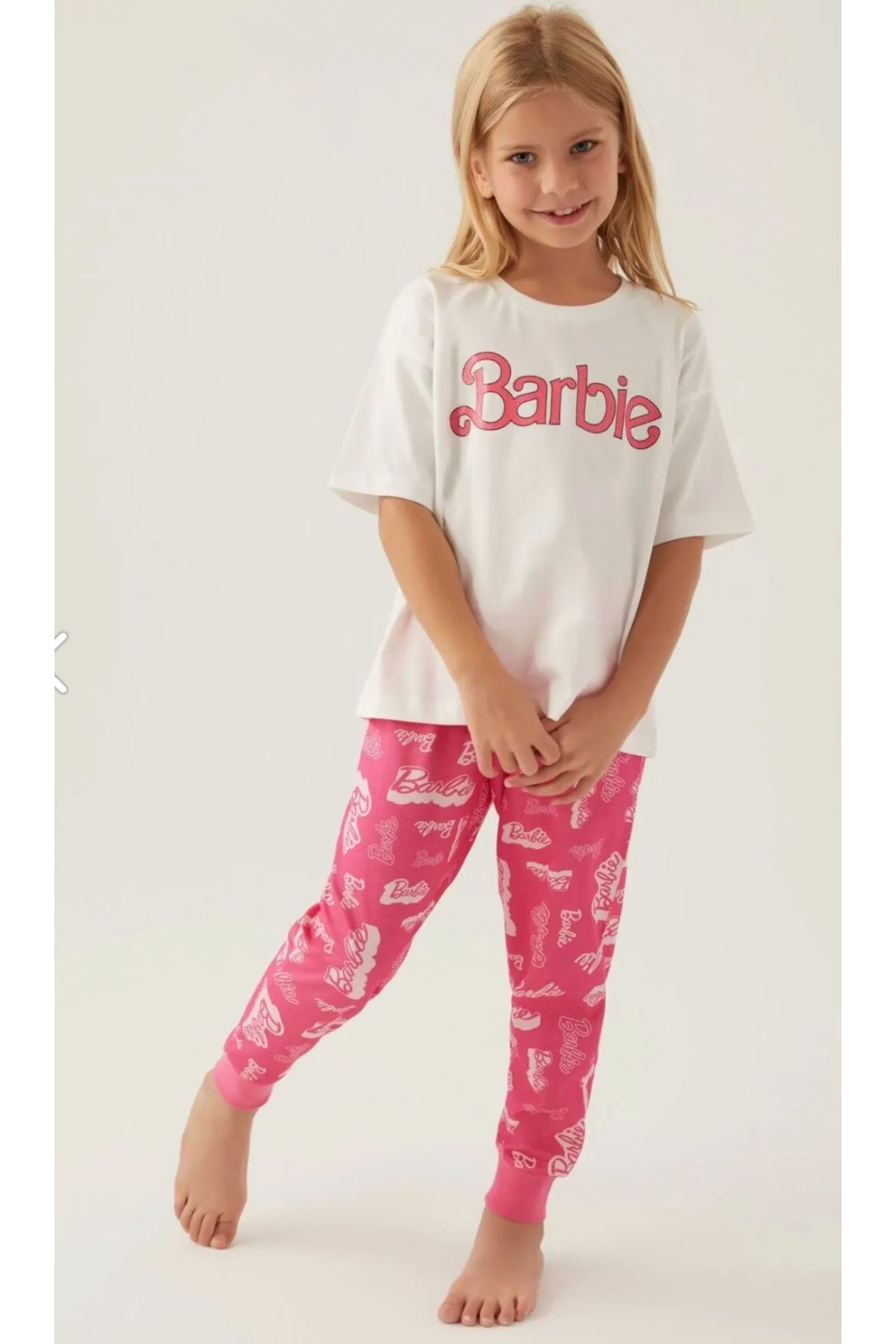 Barbie Kız Çocuk, Lisanslı, Barbie, Kısa Kollu T-shirt Pijama Takımı