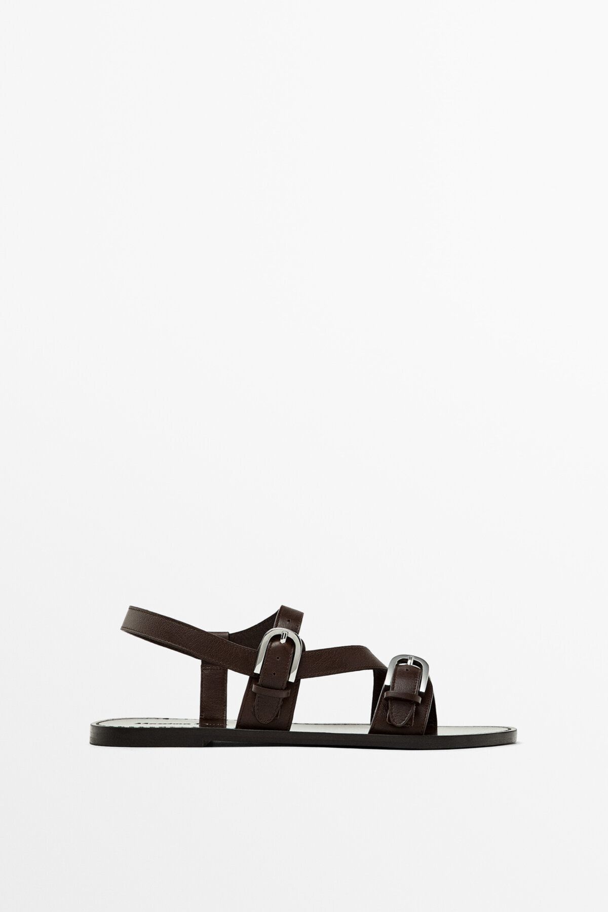Massimo Dutti Çift tokalı düz sandalet
