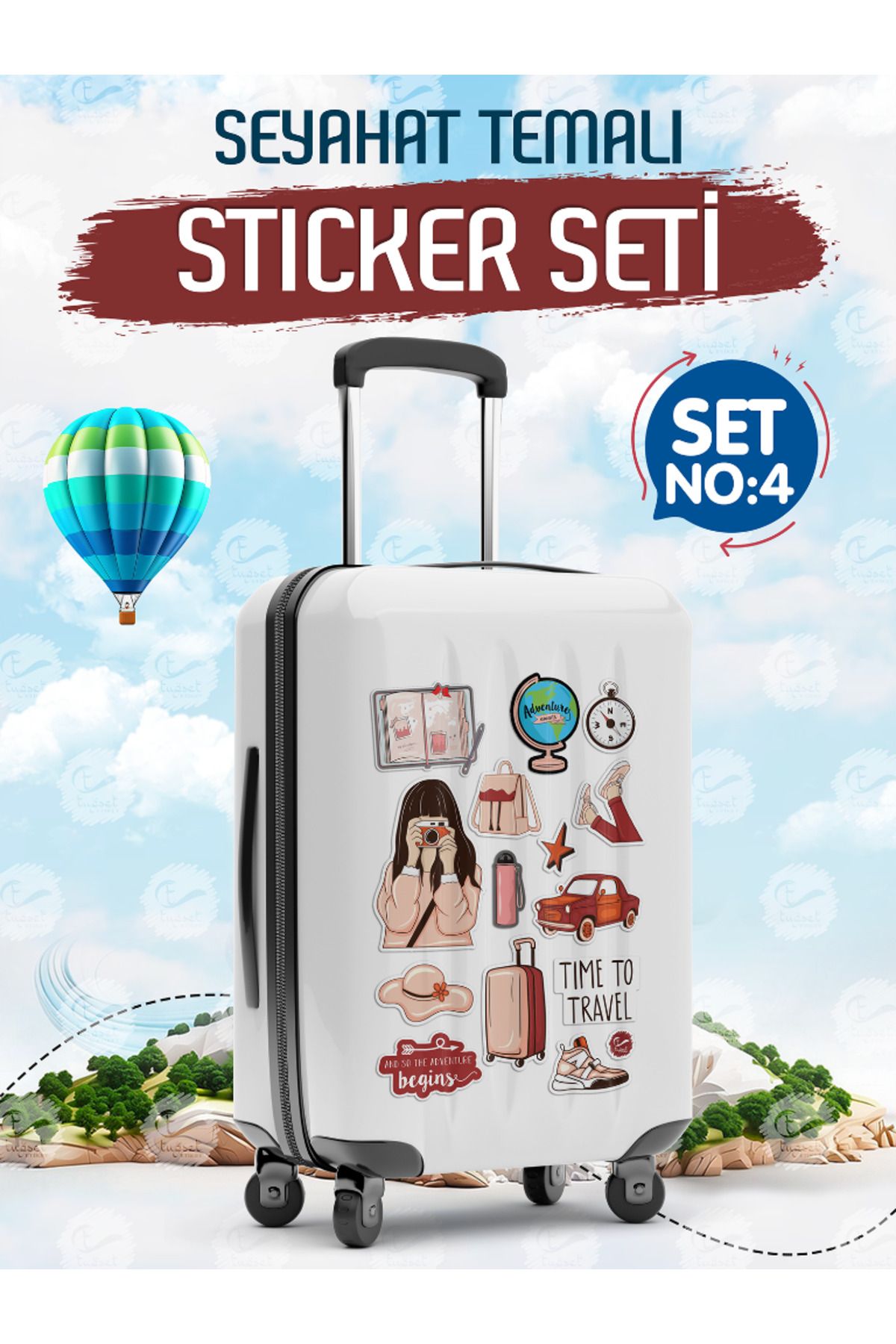 TUĞSET ETİKET Seyahat Temalı Bavul Sticker Etiket Çıkartma S4 (Laptop Tablet Suluk Telefon Valiz Defter Kitap)-T97