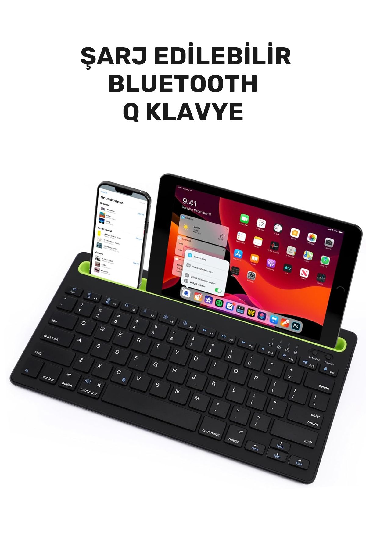 CONOCER Telefon ve Tablet Dahil Tüm Cihazlar ile Uyumlu İnce Şarj Edilebilir Kablosuz Bluetooth Klavye