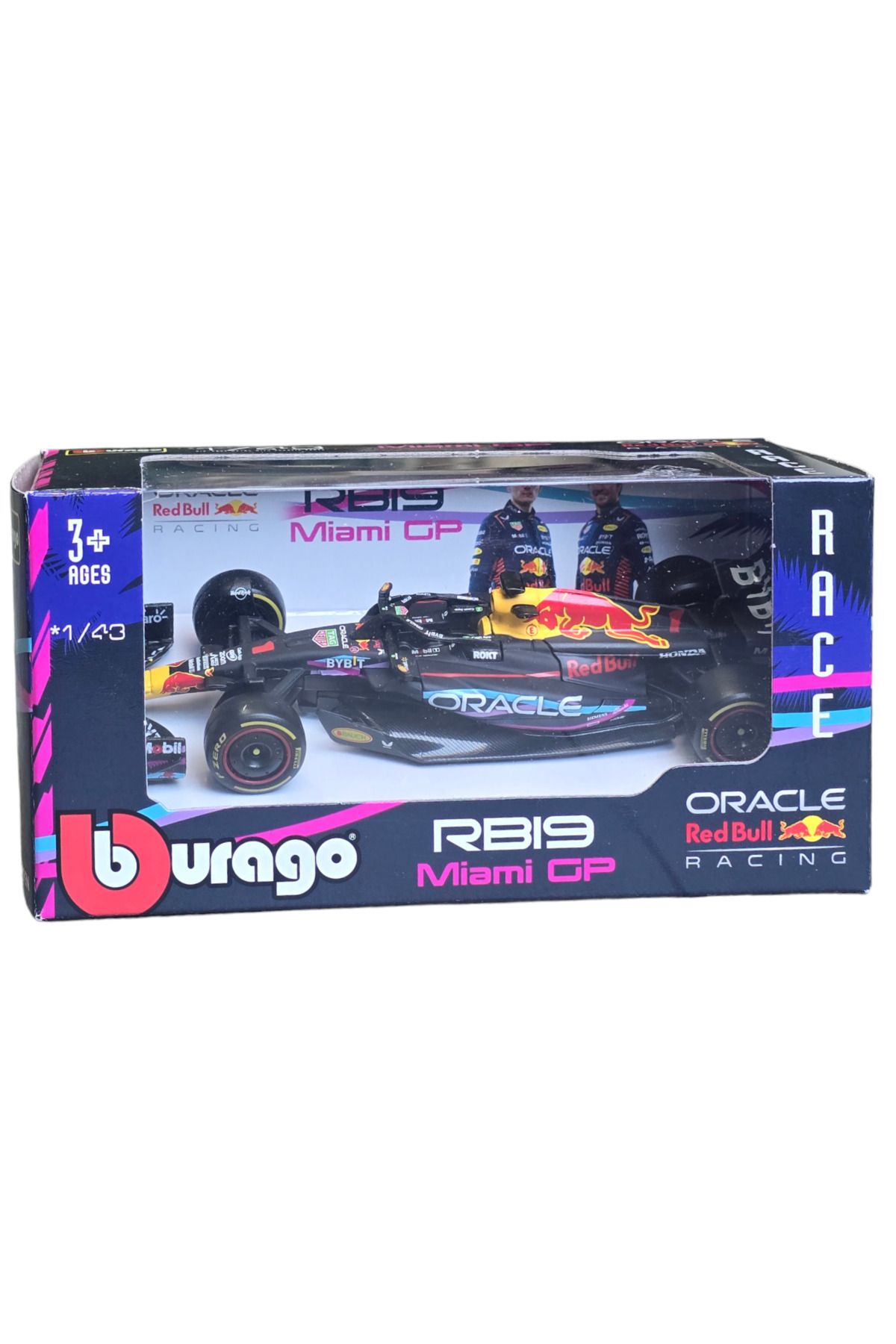 BBURAGO Oracle Red Bull RB19 2023 Miami GP #1 Max Verstappen 1:43 Model Araç