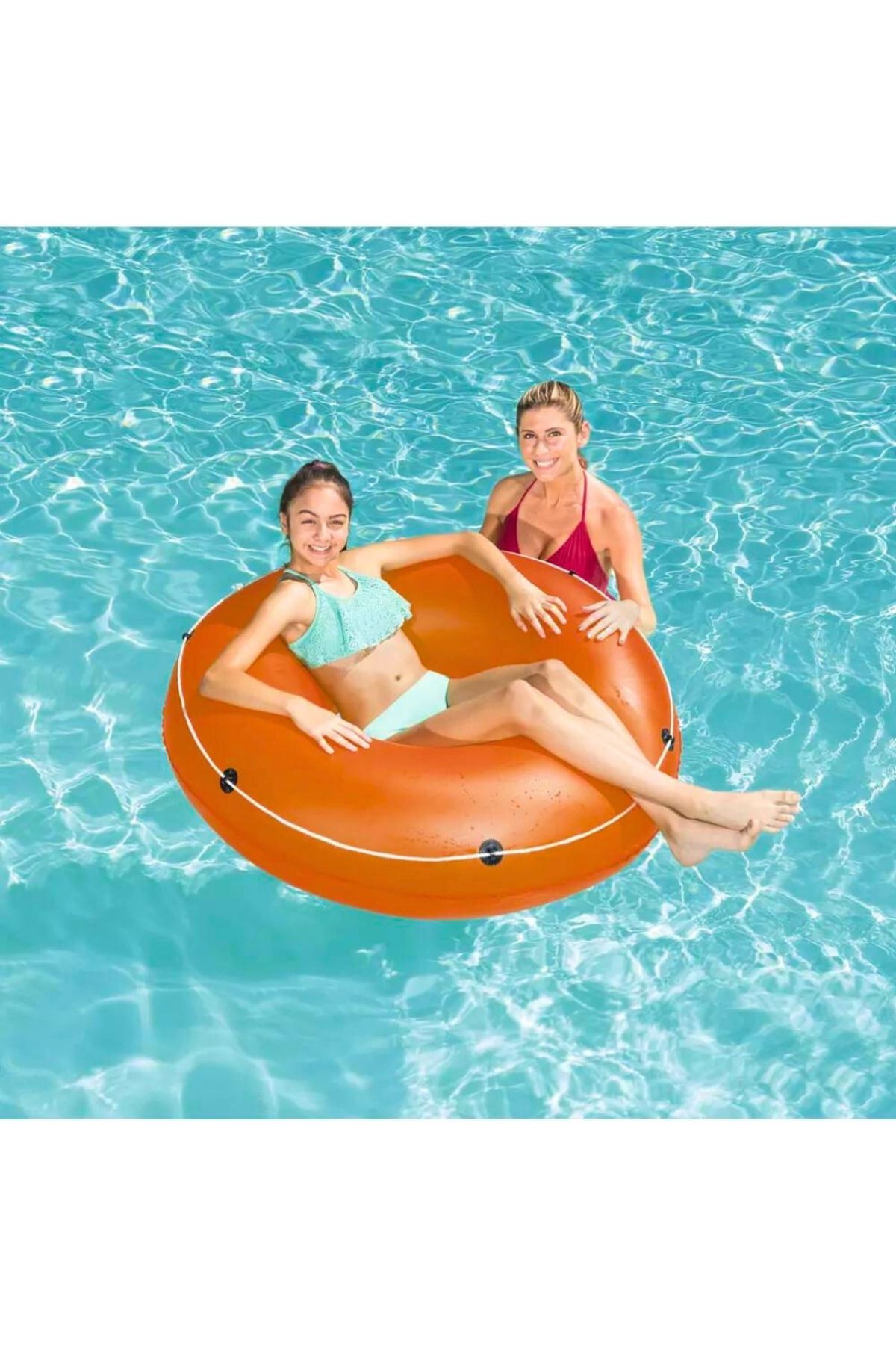 TUENGİ STORE Dev Boy Halatlı Tutunmalı Simit Şişme Deniz Havuz Simidi Yetişkin Simidi 119 cm