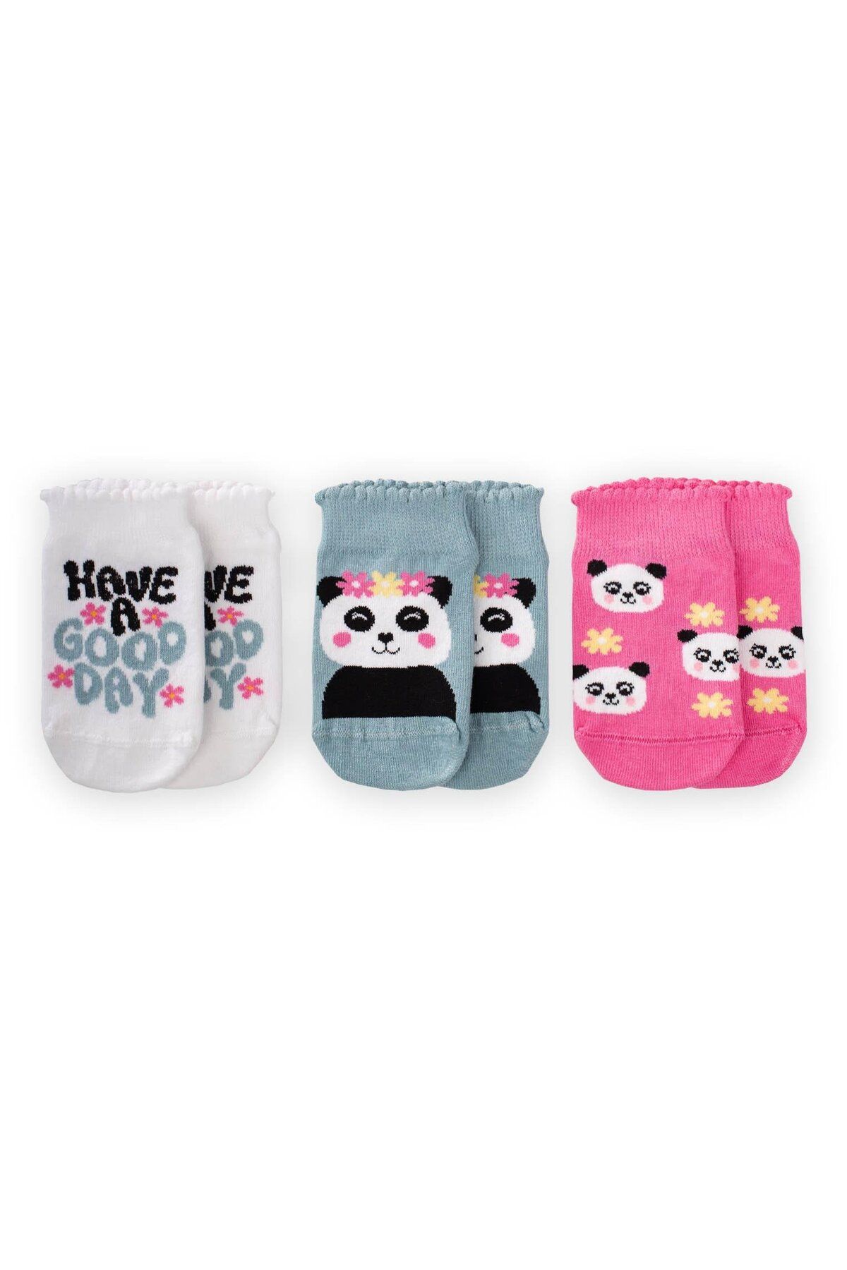 Cigit Üç lü Panda Patik Çorap 3-10 Yaş Karışık Renkli 1