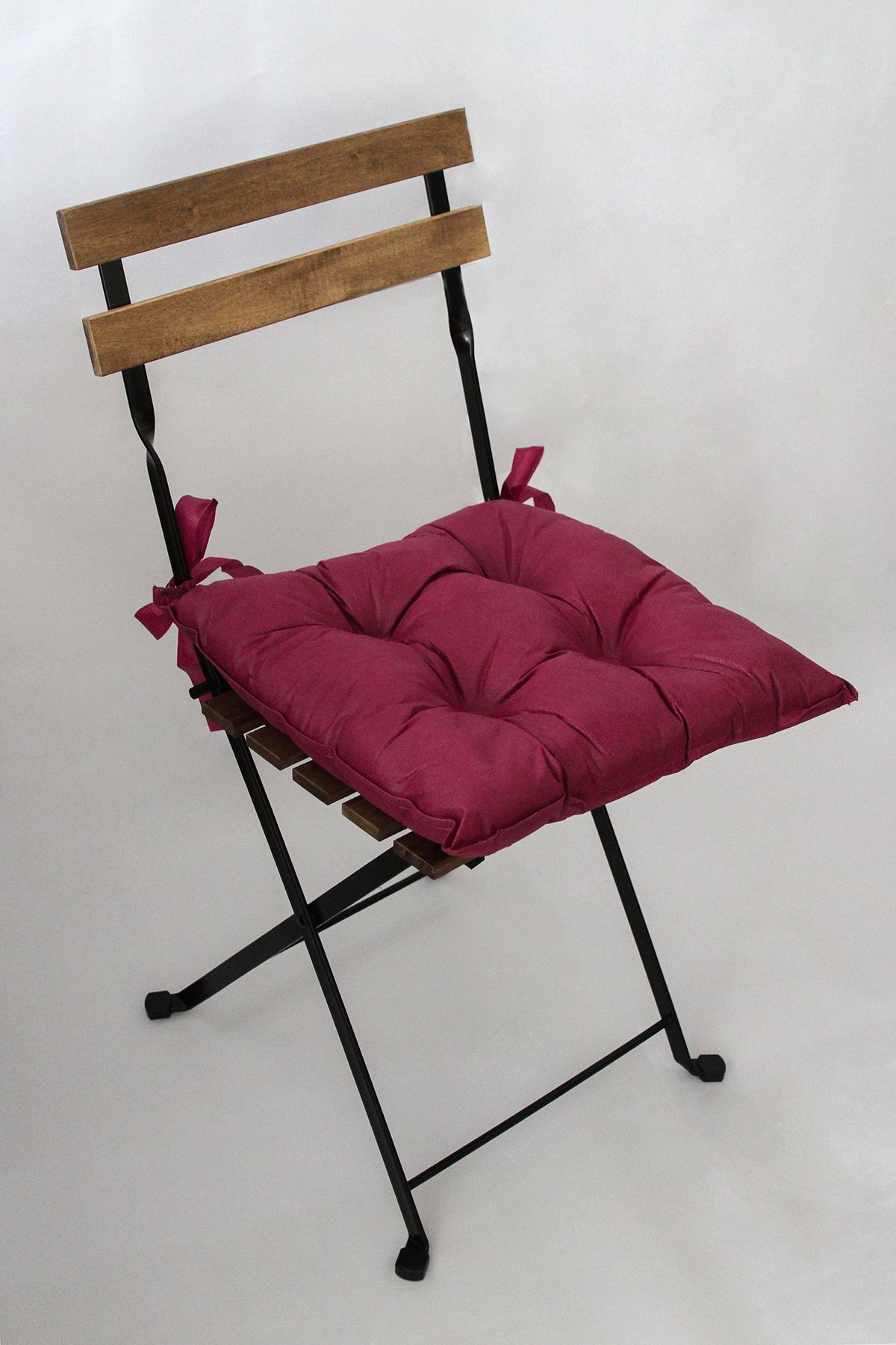 adarya Dekoratif Pofidik Sandalye Minderi Bağcıklı 40x40 (Bordo)