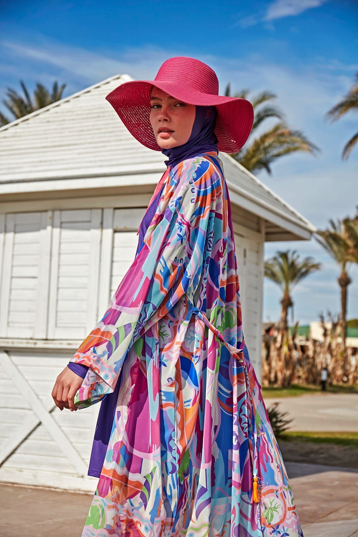 Marina Renkli Kimono Kaftan P2424