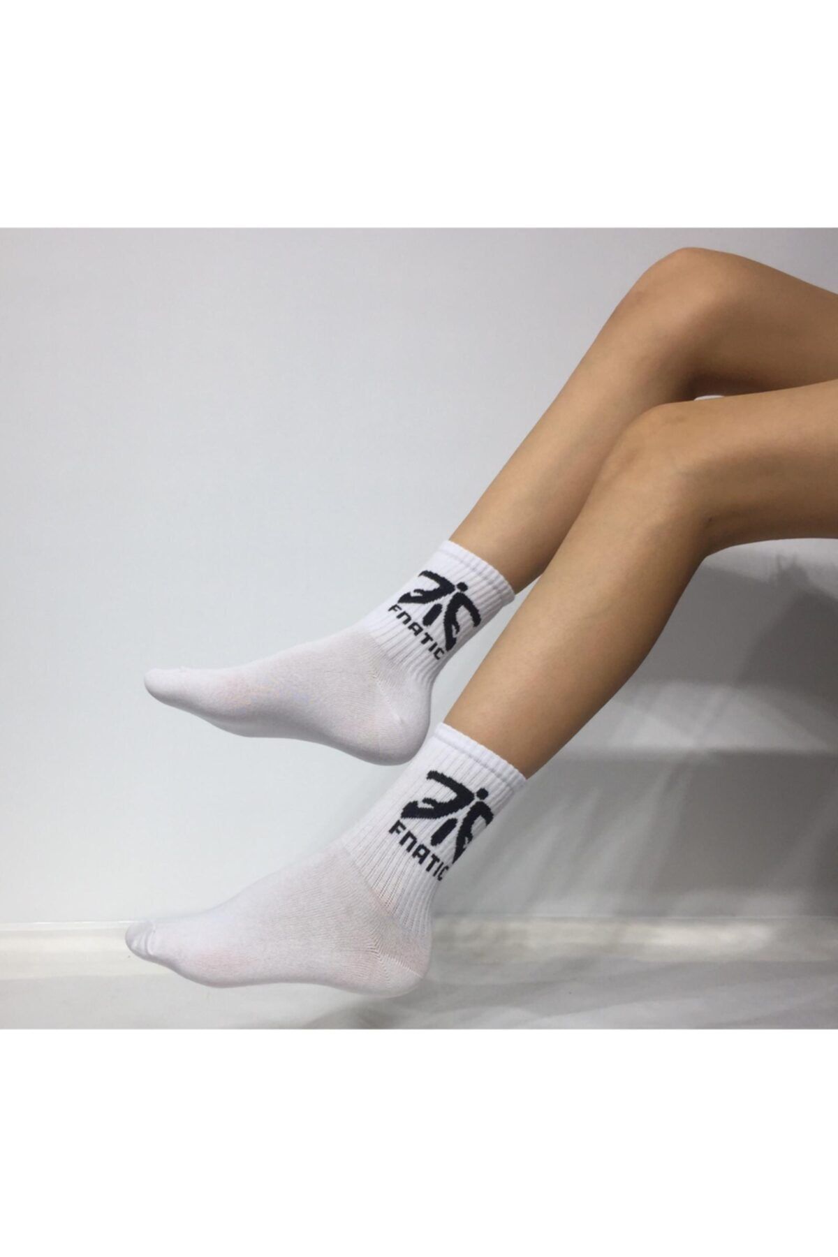 Adel Unisex Beyaz Penye Kolej Çorabı
