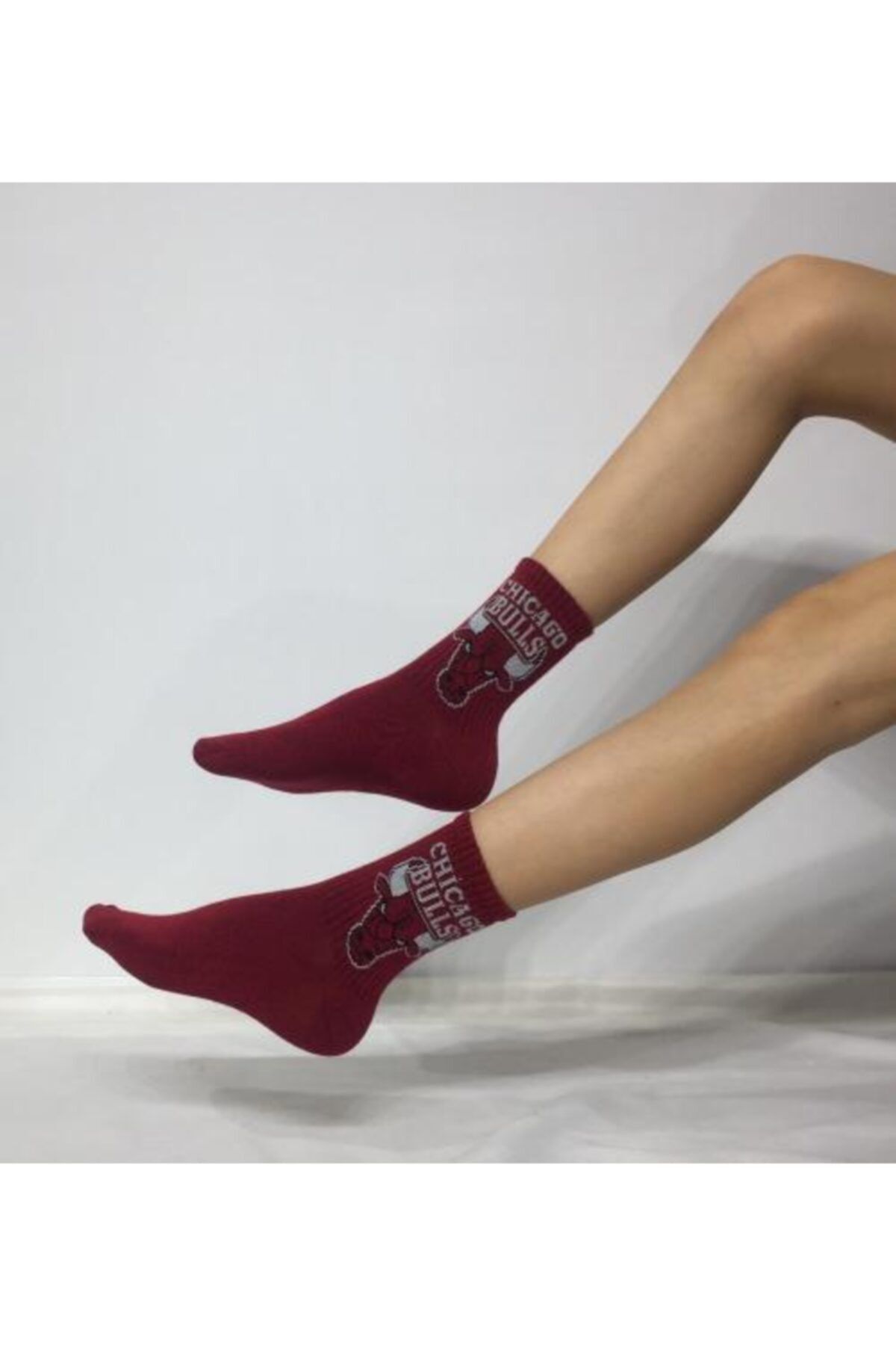 Adel Kokulu Unisex Chicago Bulls Desenli Kolej Çorabı