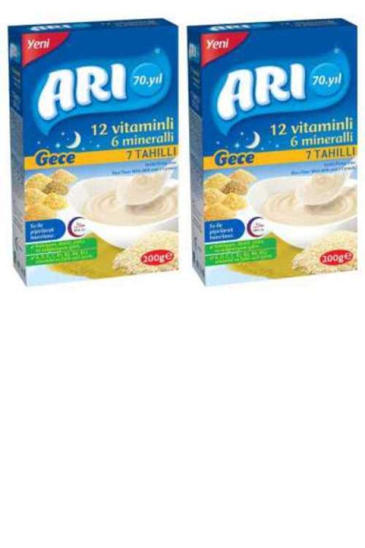 Arı Mama 7 Tahıllı Sütlü Gece Pirinç Unu 200 Gr X 2 Paket