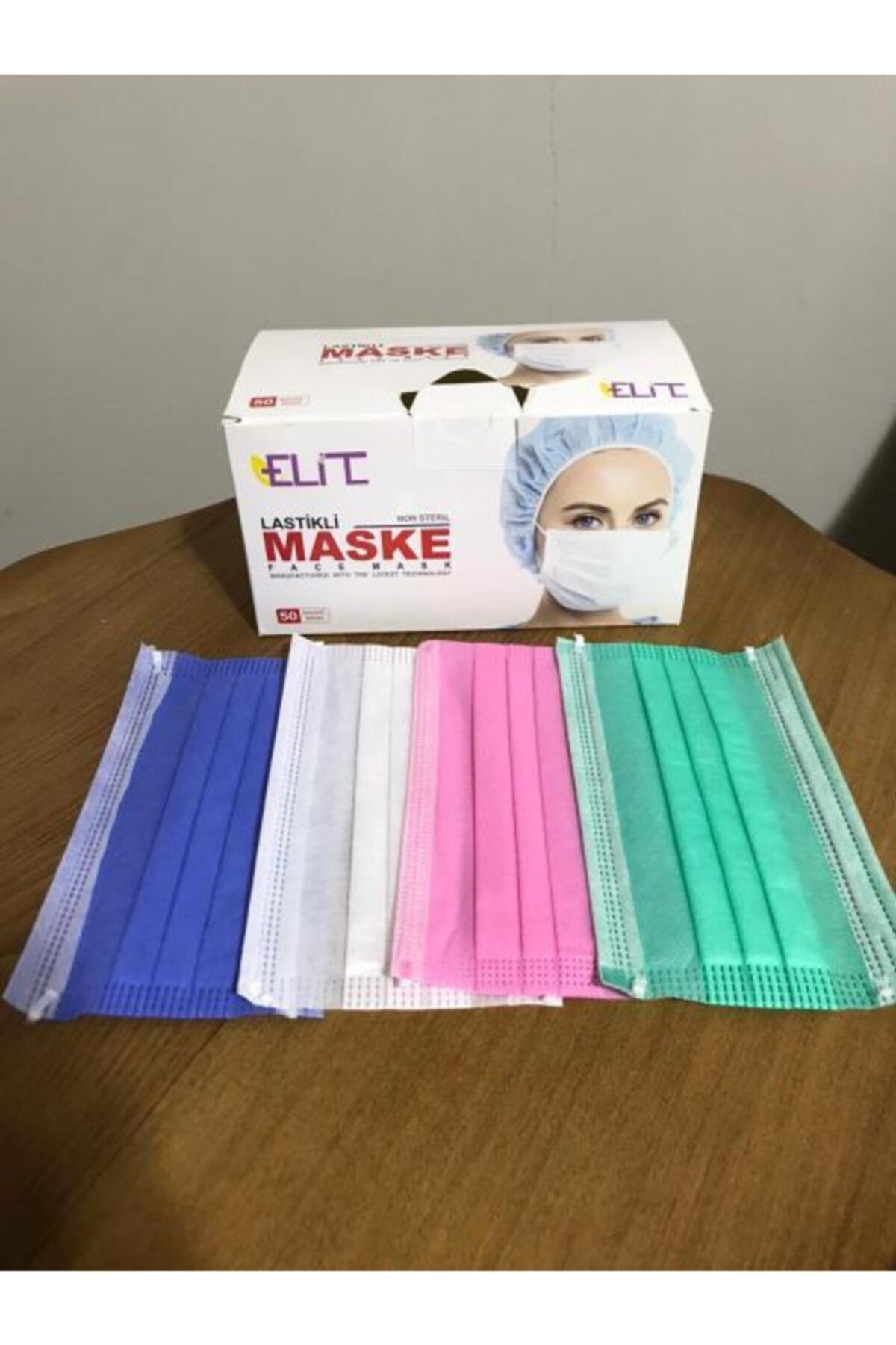 ELİT MASKE Renkli Ultrasonik 3 Katlı Telli Maske 50 Adet
