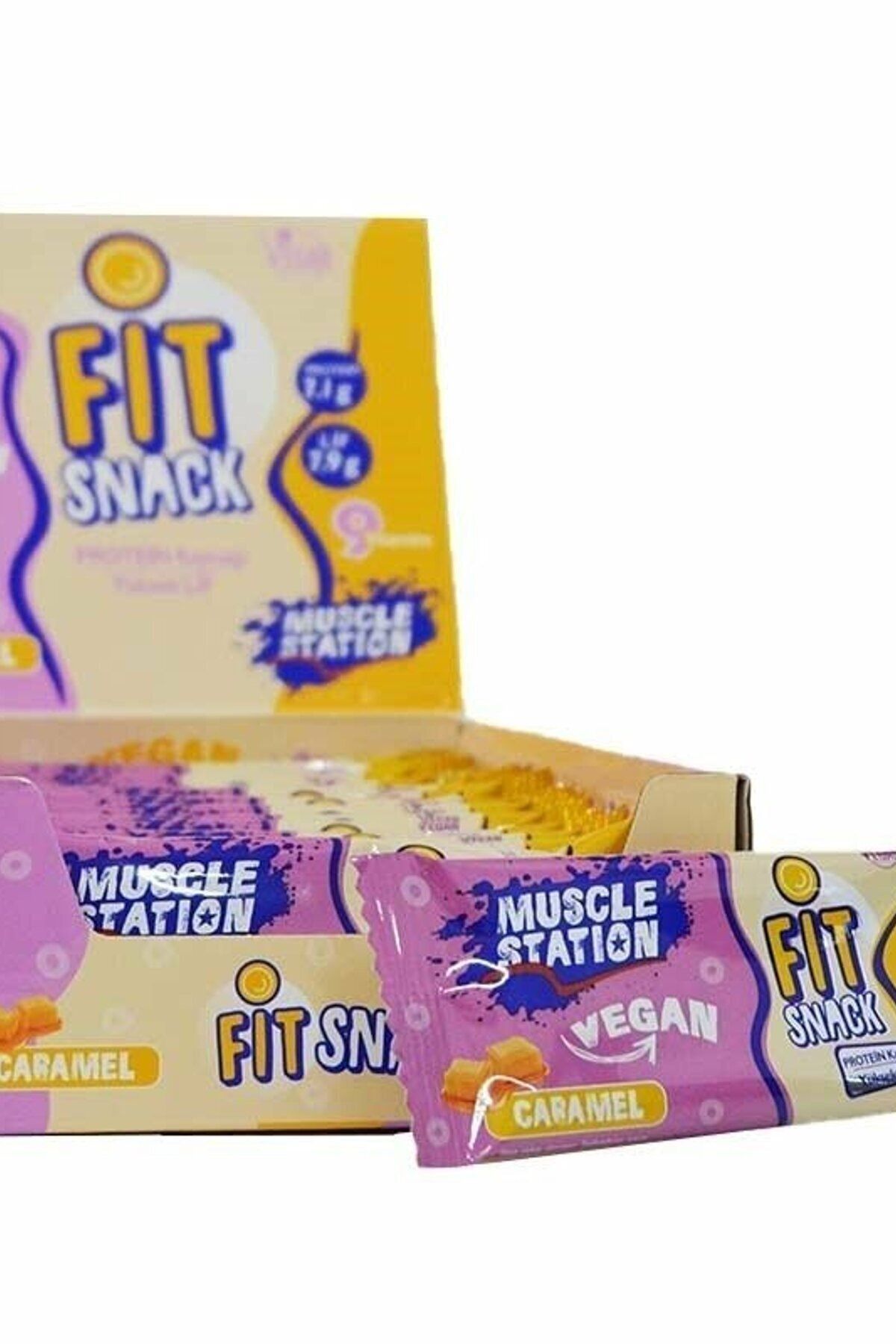 Muscle Station Fit Snack Vegan Caramel Bar 24'lü Kutu