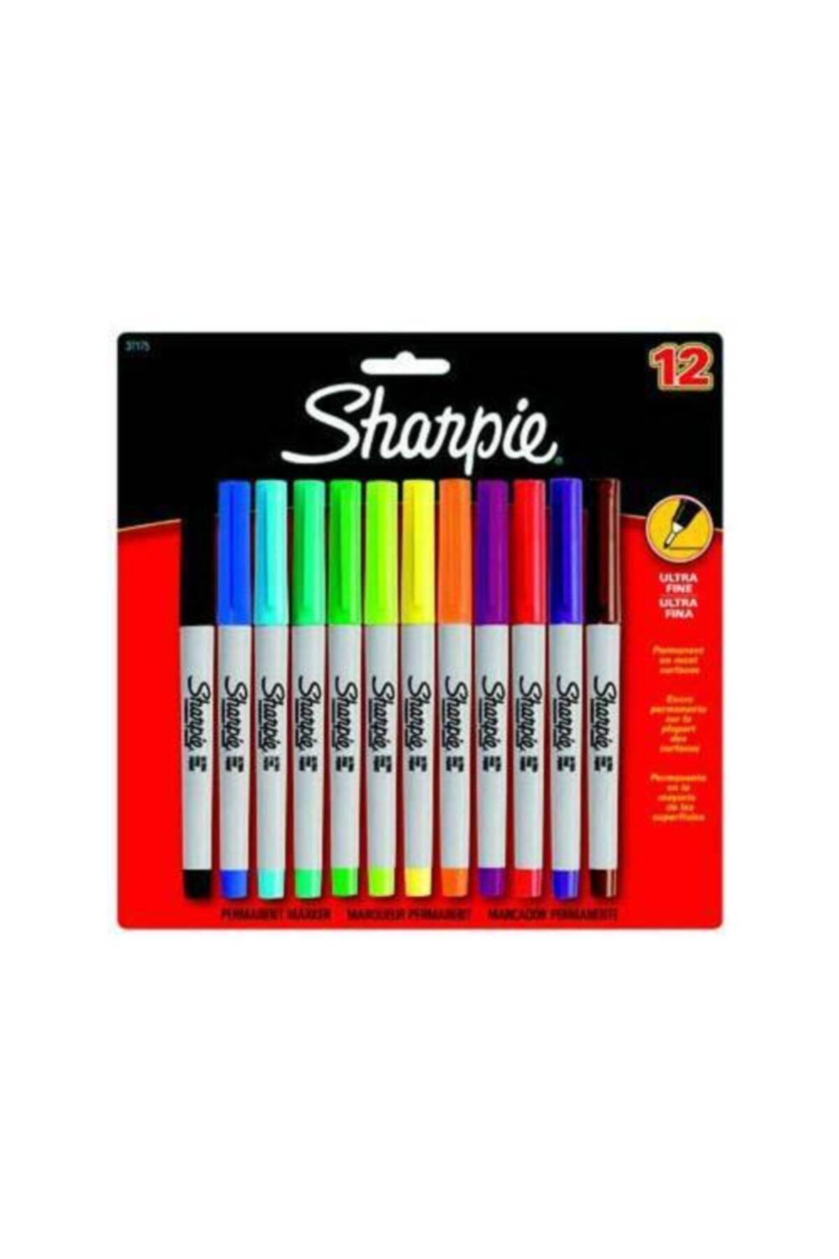 Sharpie Ultra Fine Permanent Markör Karışık Renk 12'li S0941891
