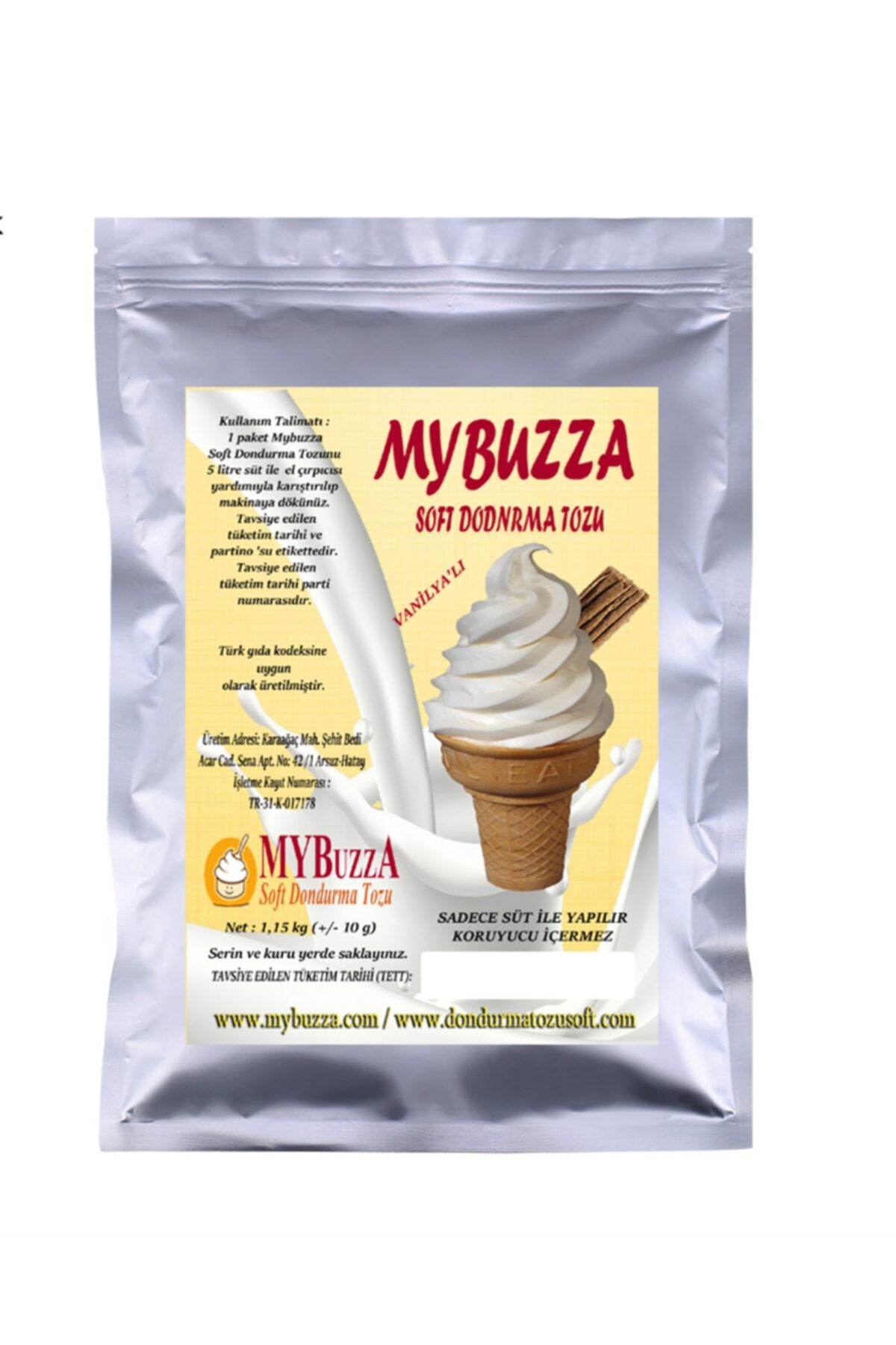 Mybuzza Soft Dondurma Tozu Vanilya 5 Litre Süt Ile Yapım