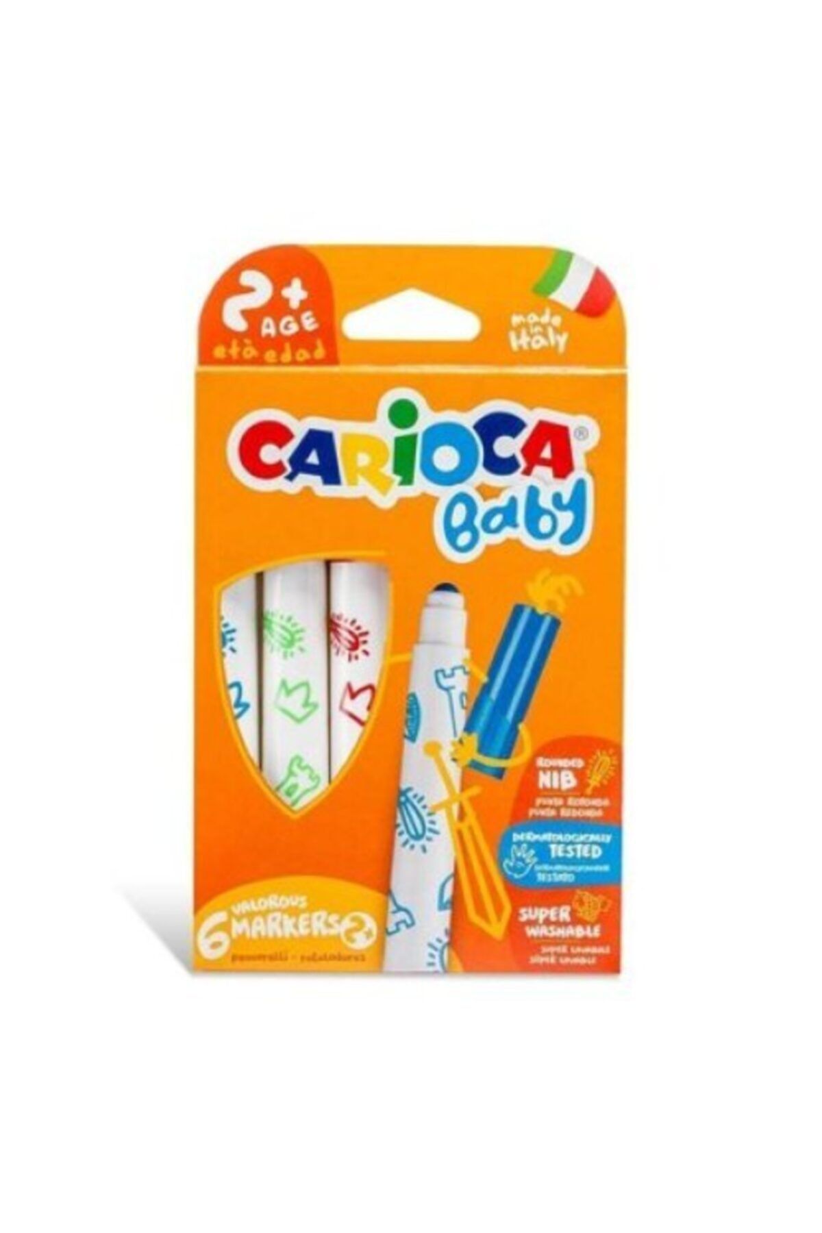 Carioca Renkli Baby Süper Yıkanabilir Jumbo Keçeli Boya Kalemi 6'lı