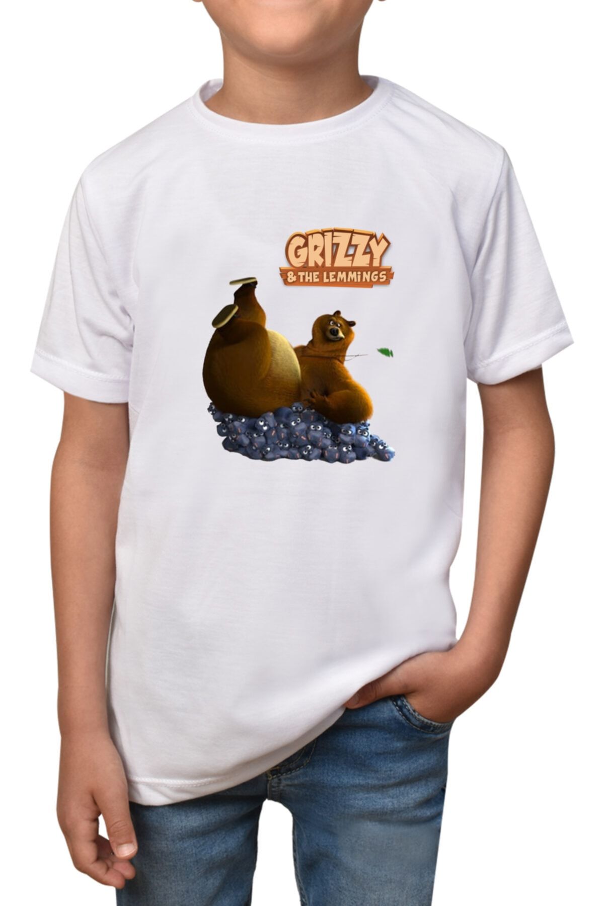 Phi Ajans Grizzy Ve Lemmingler- Beyaz Çocuk T-Shirt T-14