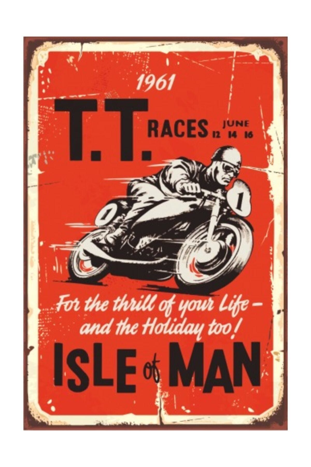 Hayat Poster Motor Yarışı Retro Vintage Ahşap Poster