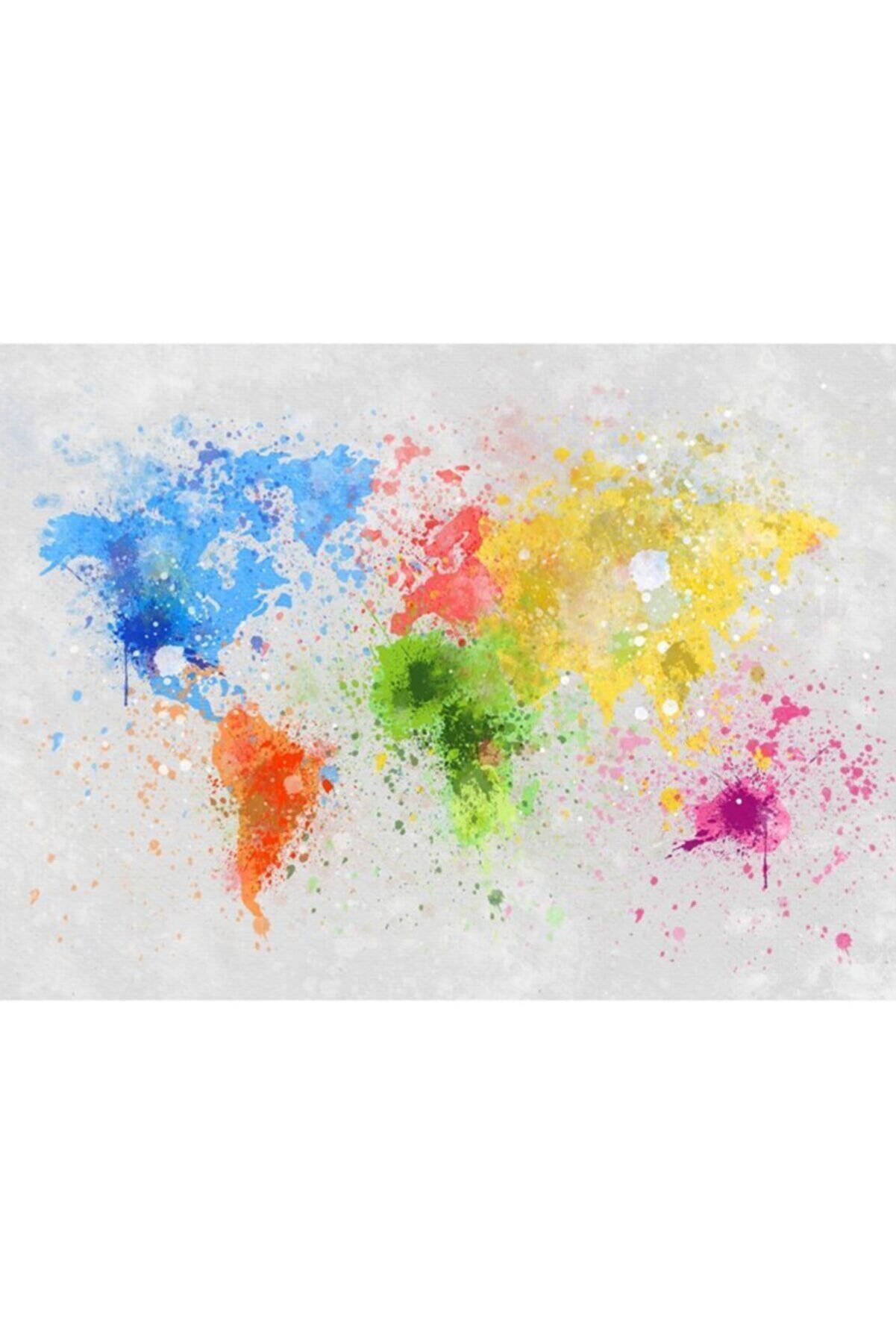 Renkli Dünya Haritası Kanvas Tablo 35 X 50 Cm_2