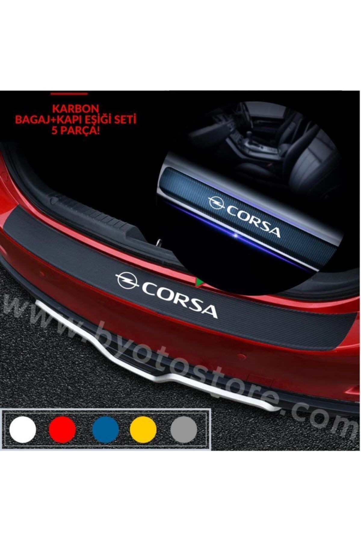 bys Opel Corsa Için Karbon Bagaj Ve Kapı Eşiği Sticker Seti