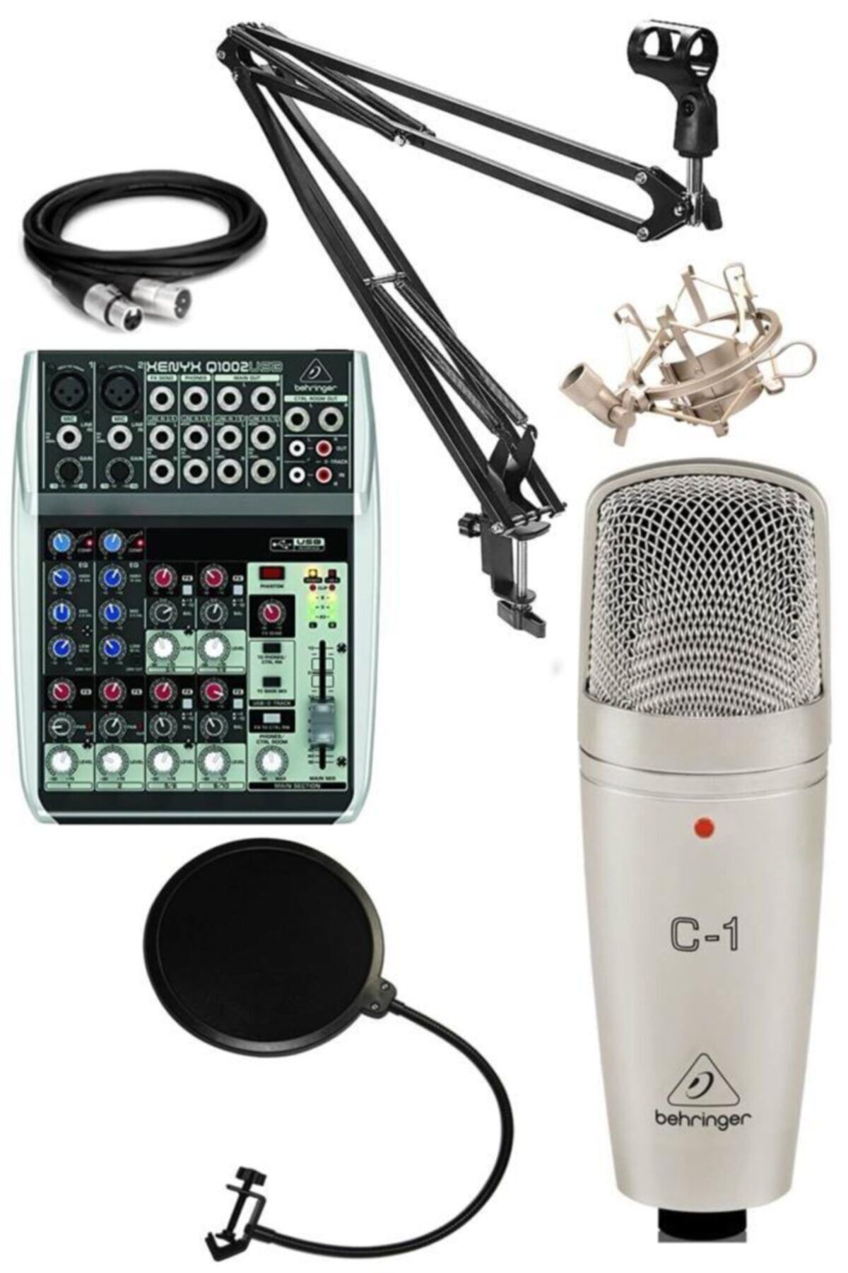 Behringer Home Stüdyo Ekipmanları Seti Q1002usb Mikser Ve C-1 Mikrofon