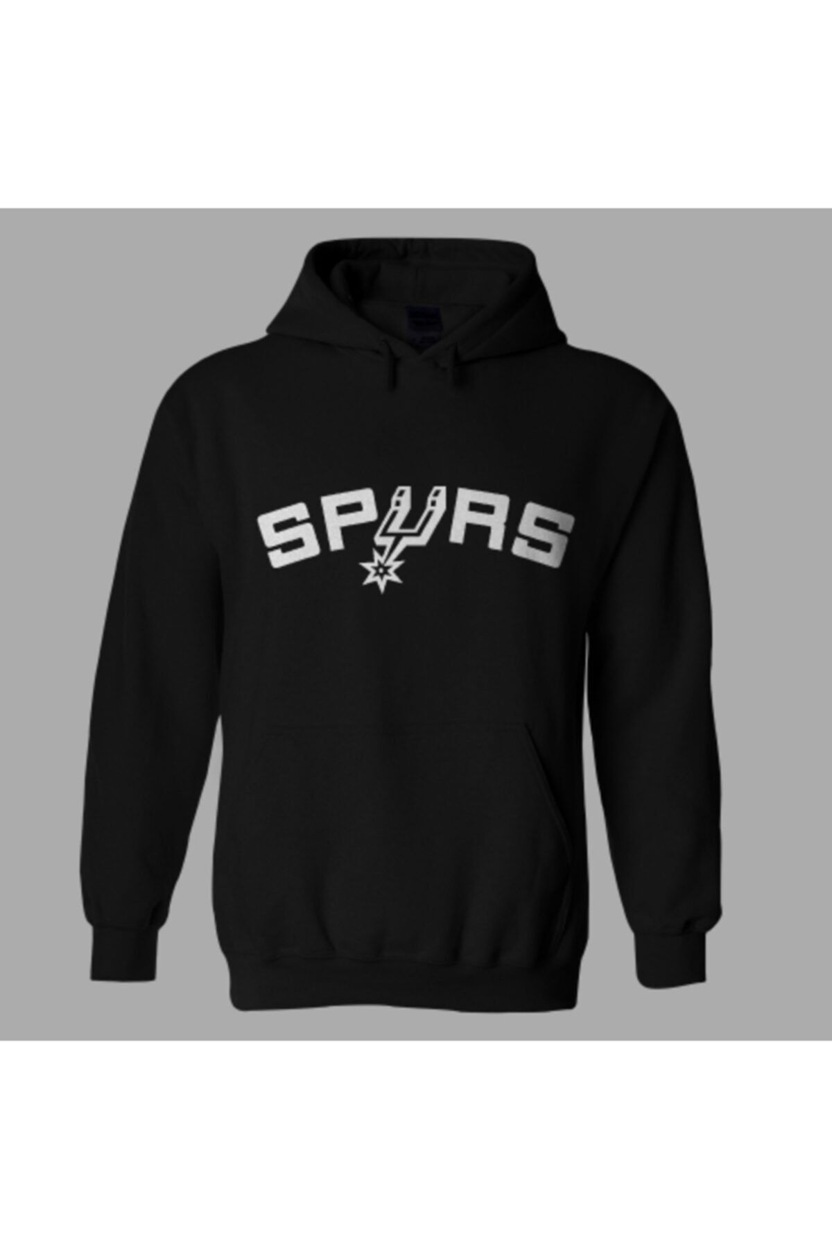 nrage Unisex Siyah Spurs Siyah Hoodie Kapüşonlu Spor Sweatshirt