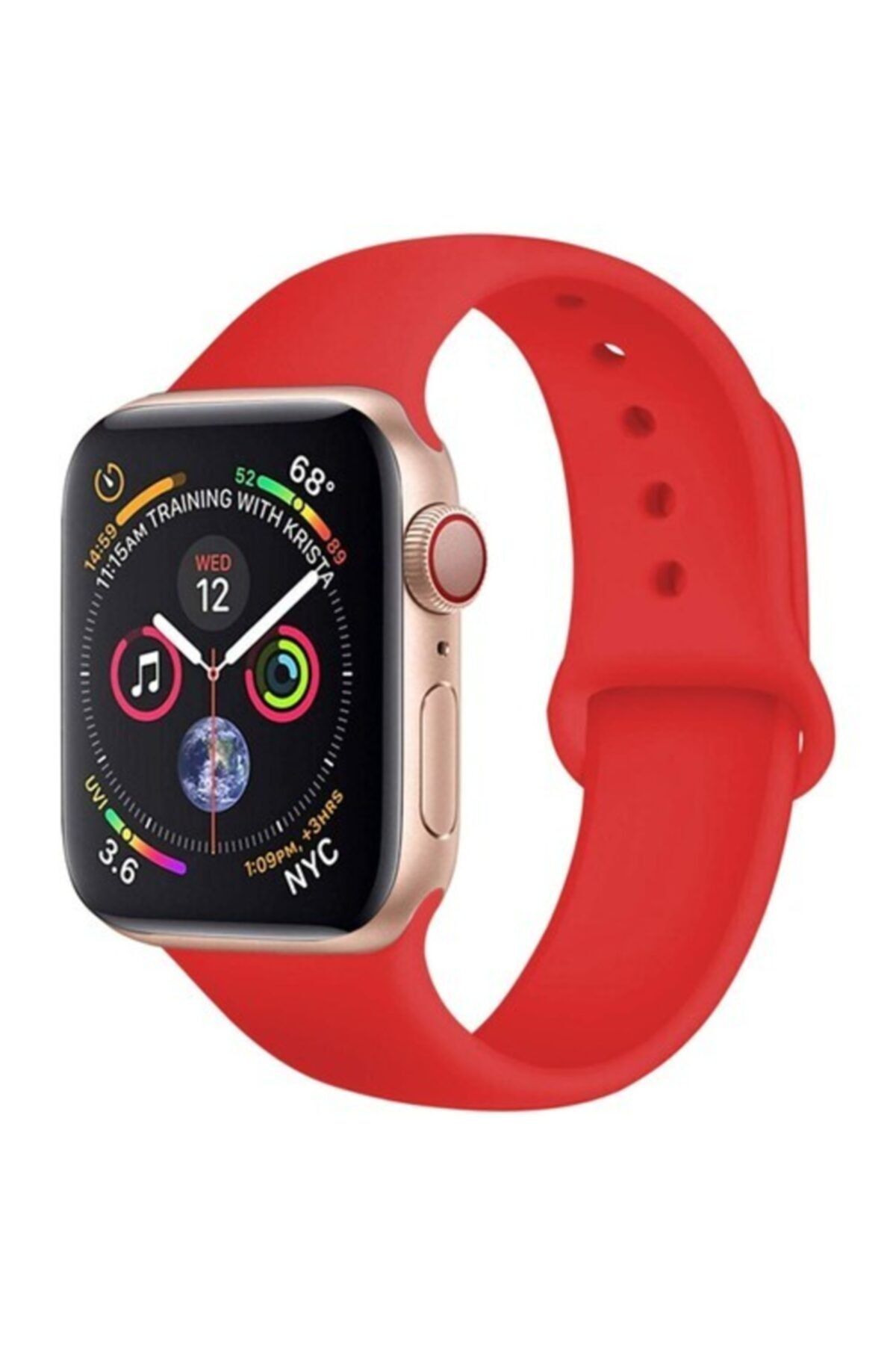 Bilişim Aksesuar Apple Watch 38 - 40 - 41 Mm Kırmızı Spor Kordon Silikon Kayış S / M Beden