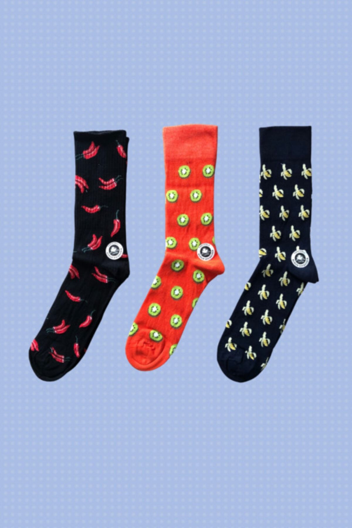 socksbox 3'lü Dikişsiz Meyve Desenli Uzun Konç Çorap