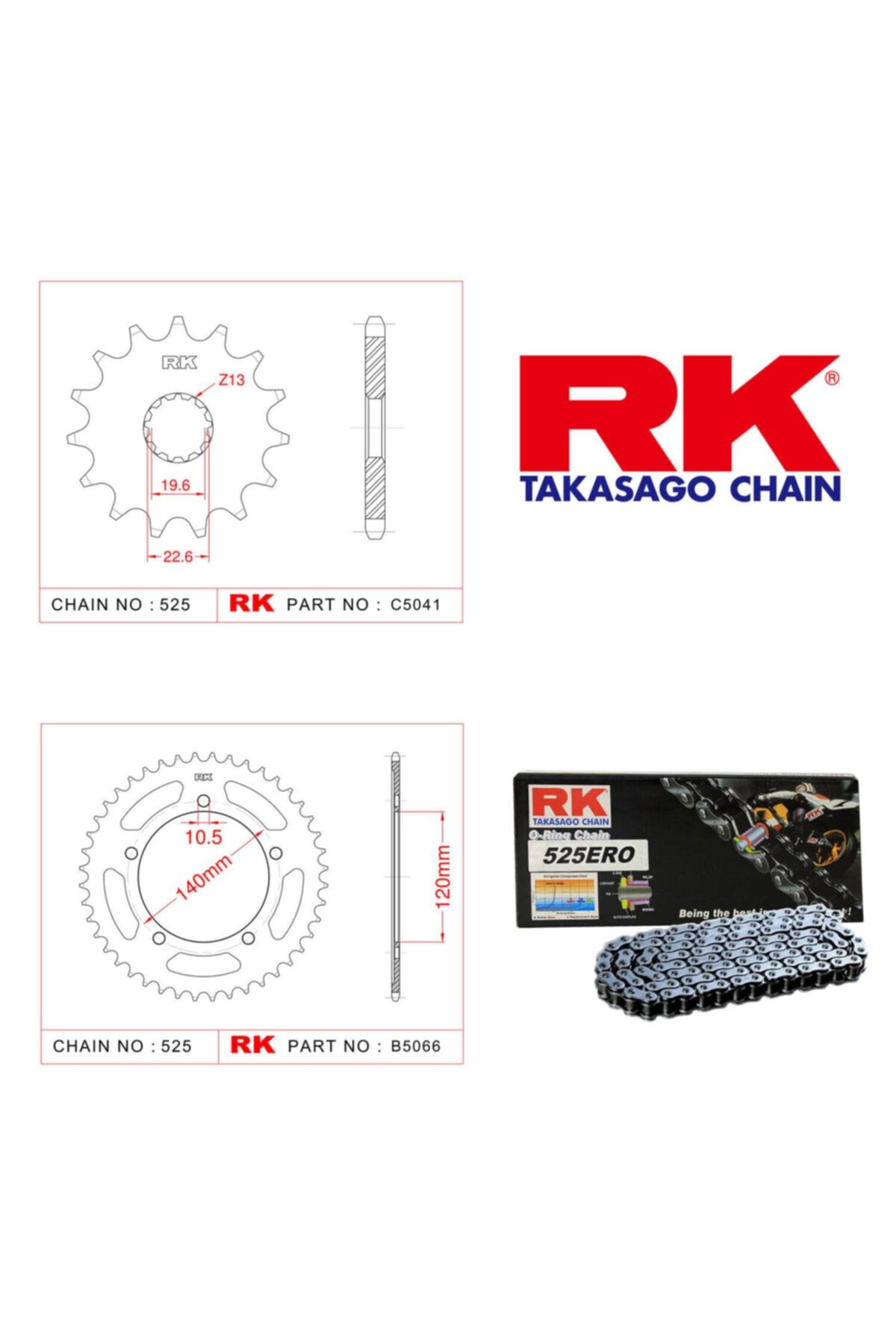 RK Suzuki Dl 650 Xt Zincir Dişli Set 525 Ero O-ring 15/47t(2015-2017)