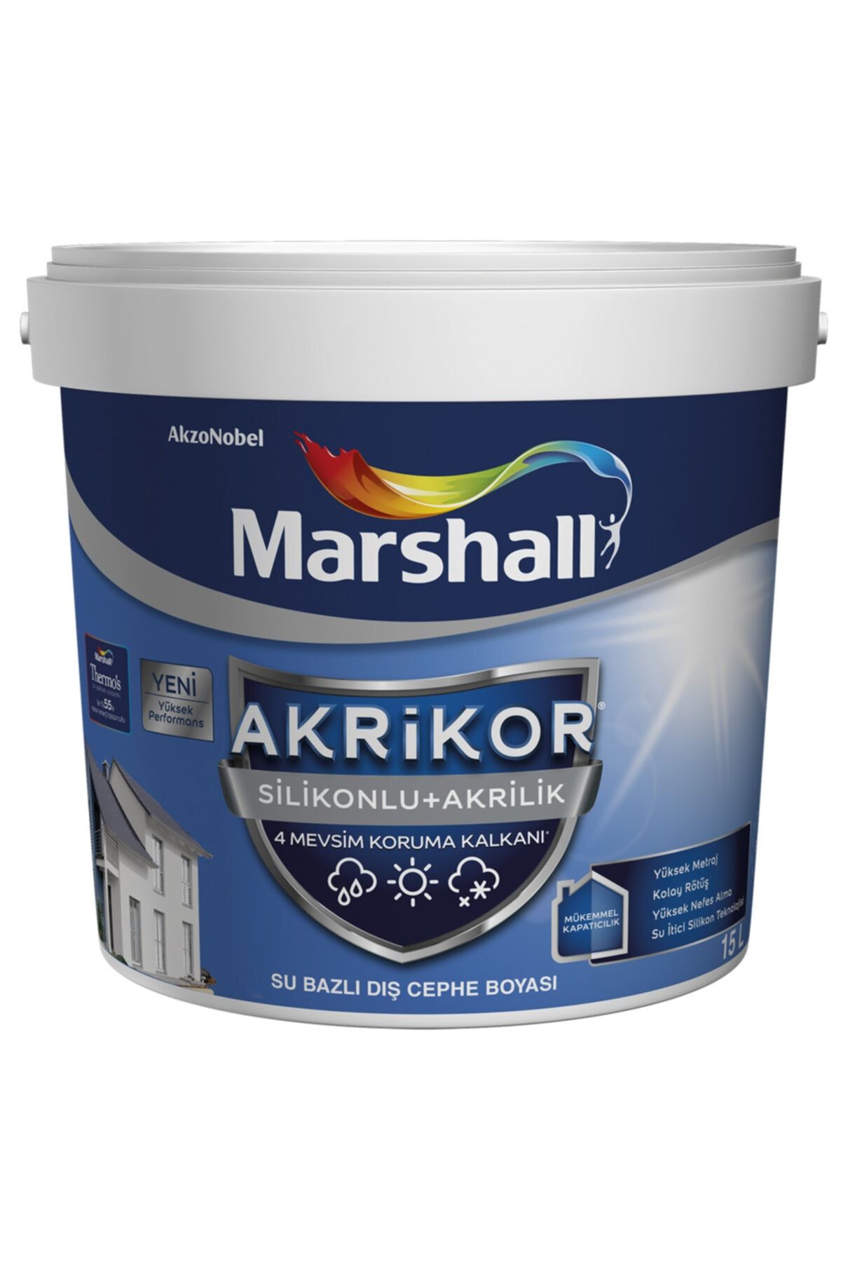 Marshall Akrikor Silikonlu + Akrilik Boya Beyaz 15 Lt. (20 Kg)