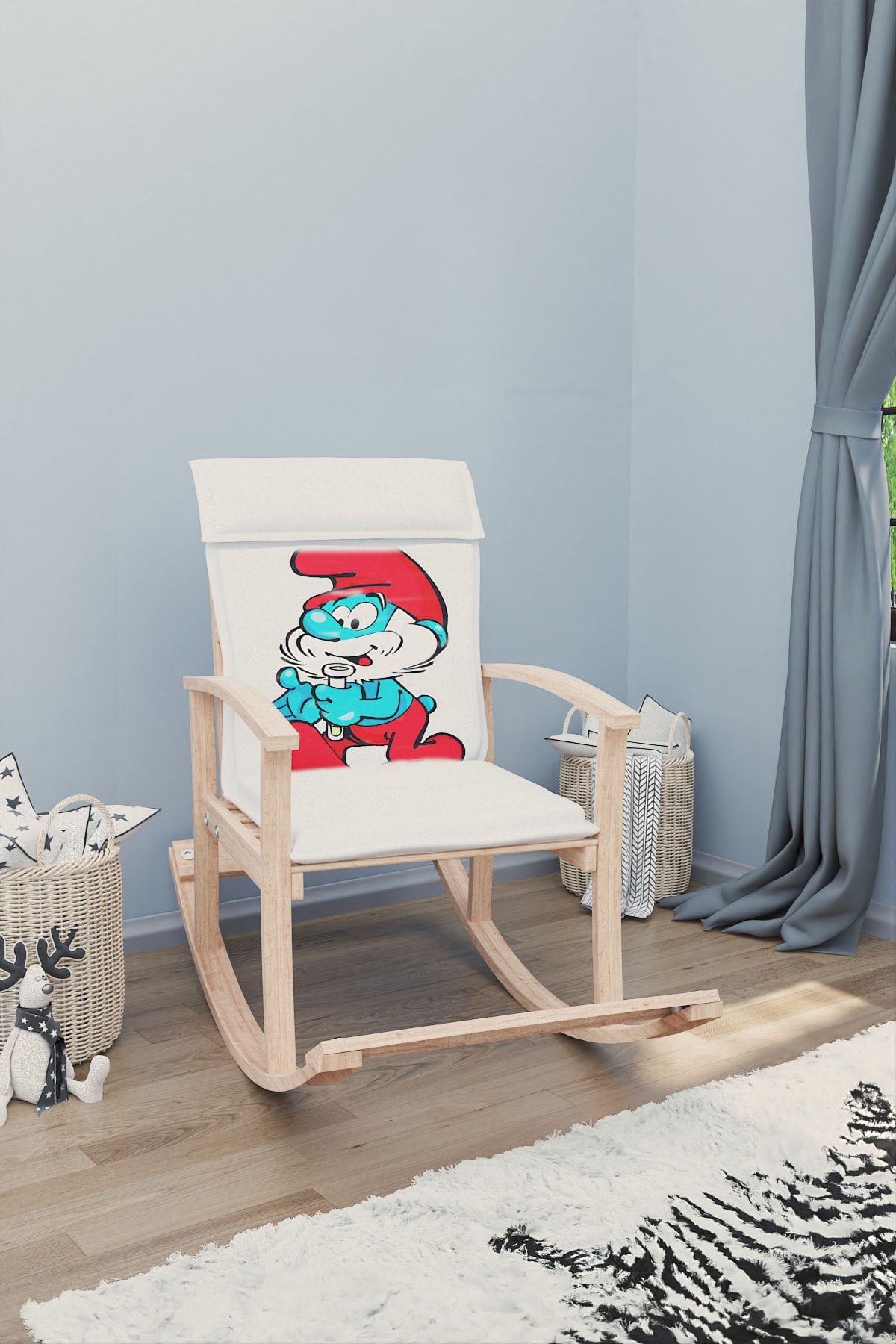 Mobildeco Pinokyo Ahşap Çocuk Sallanan Sandalye Koltuğu