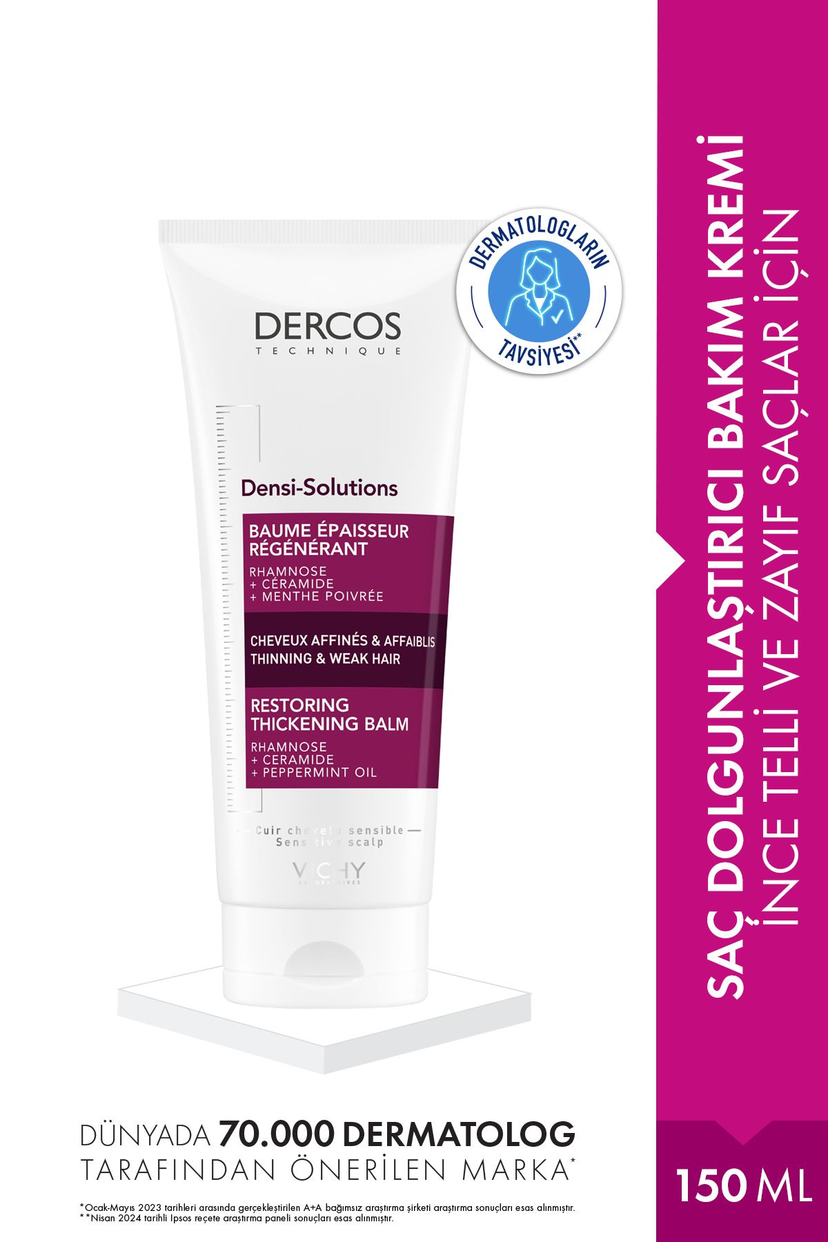 Vichy Dercos Densi-Solutions İnce Telli&Zayıf Saçlar için Dolgunlaştırıcı ve Yoğunlaştırıcı Krem 150 ML