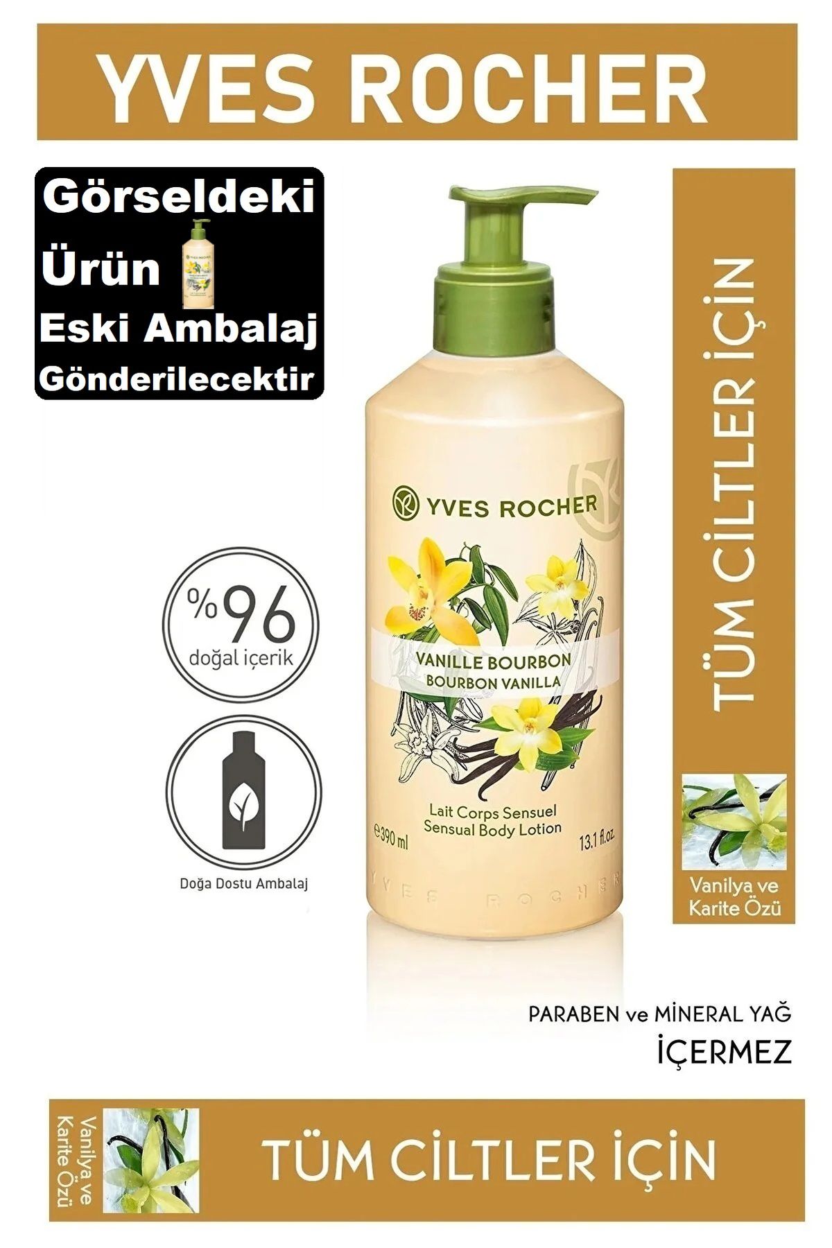 Yves Rocher Nemlendirici Vücut Losyonu - Egzotik Vanilya 390 ml * Görseldeki Ürünün Aynısı Gönderlicektir