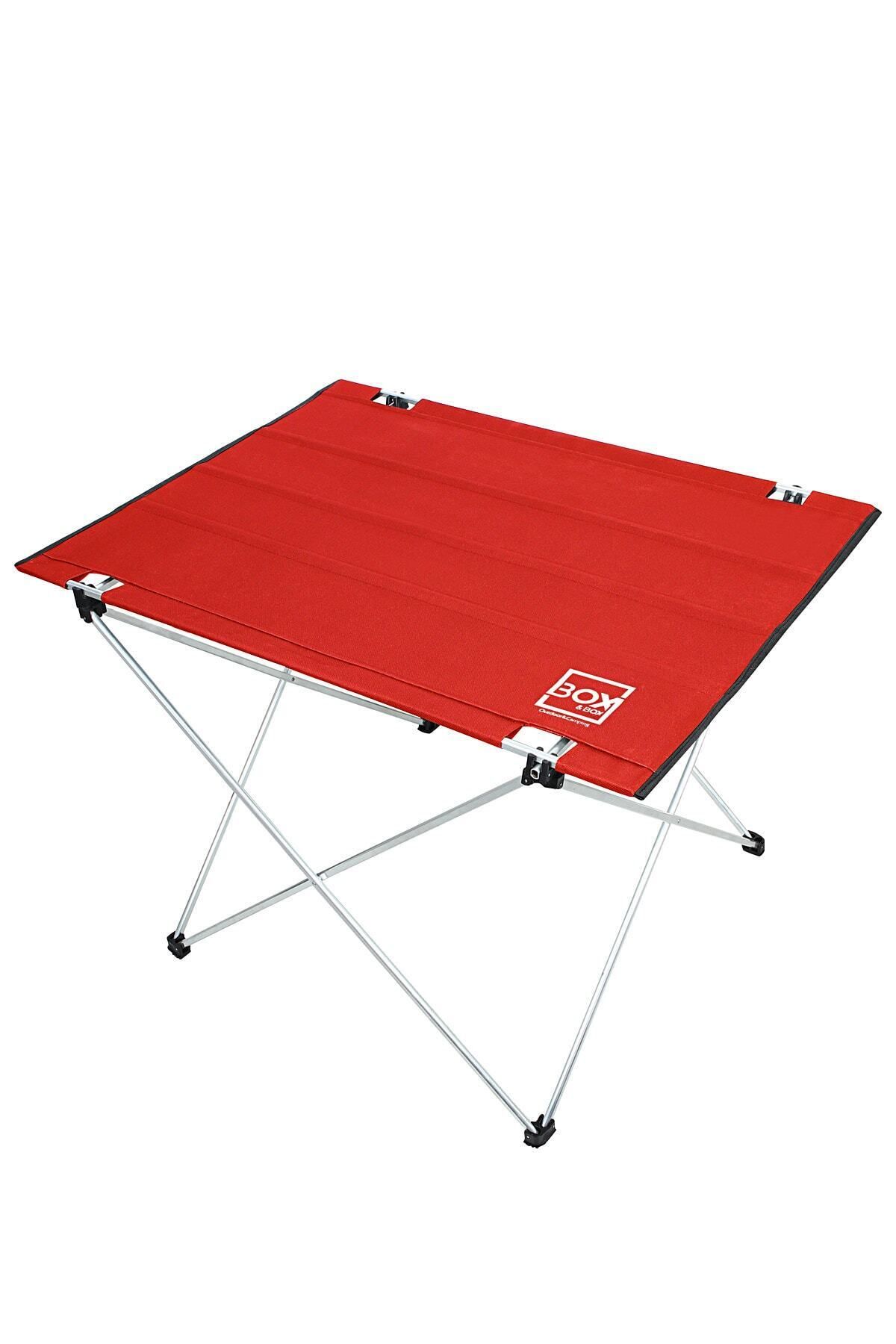Box&Box Katlanabilir Kumaş Kamp Ve Piknik Masası, Kırmızı, Geniş Model, 73 X 55 X 48 Cm