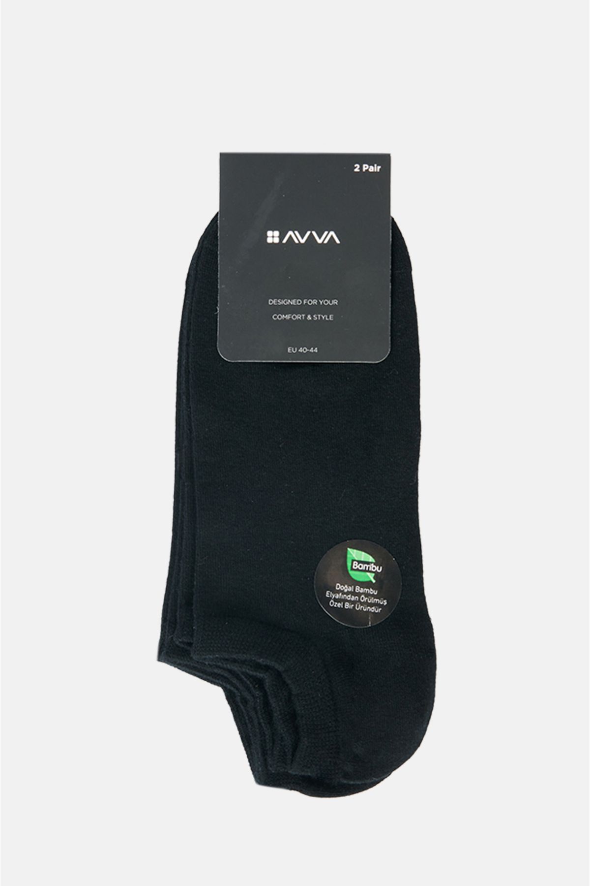 Avva Erkek Siyah 2'li Bambu Patik Çorap B008506