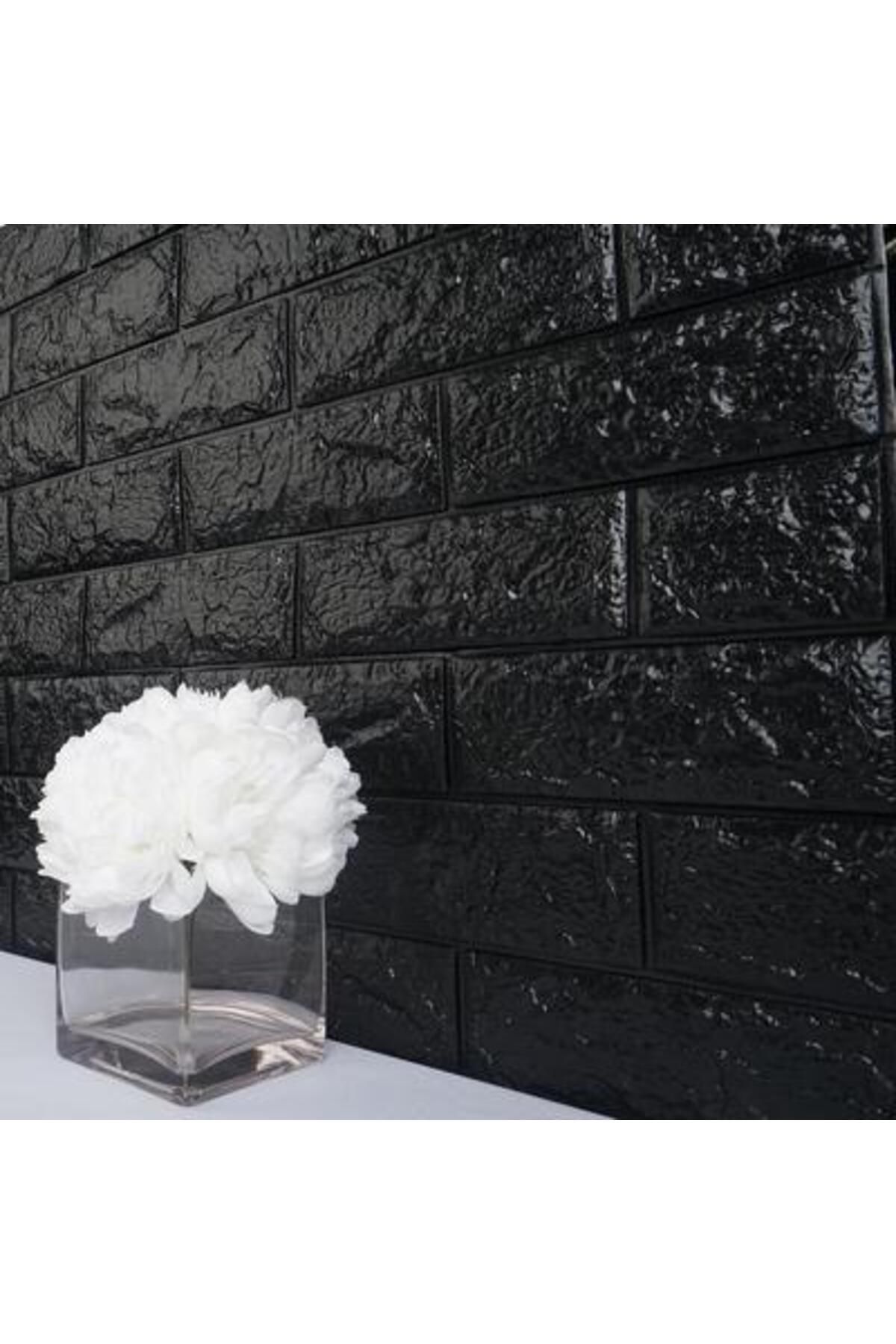 Renkli Duvarlar Siyah Silinebilir Yapışkanlı Duvar Kağıdı Çoçuk Odası Esnek Sünger Panel 3d Sticker 35x38cm 1 Adet
