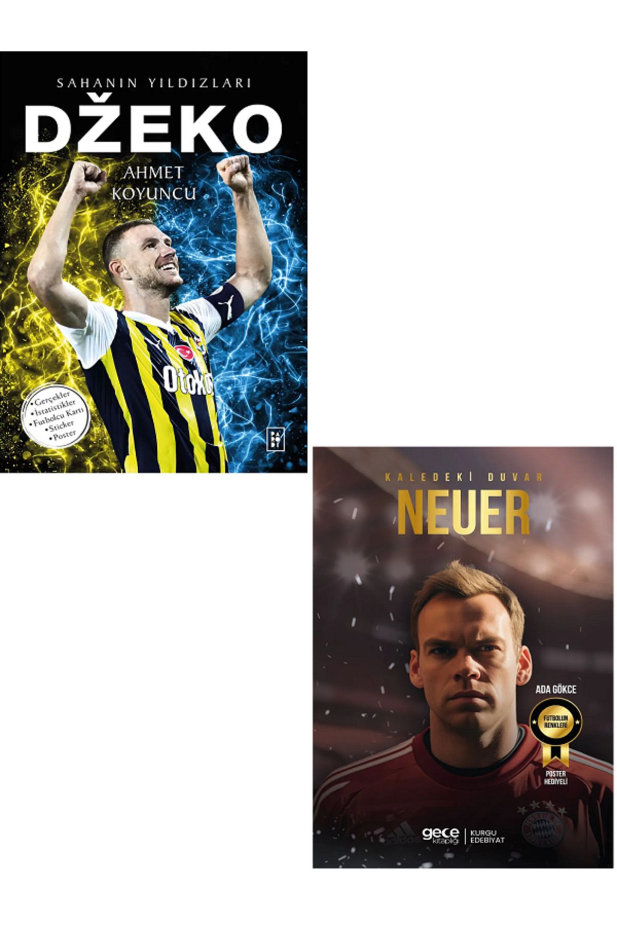 Parodi Yayınları EDİN DZEKO - NEUER Sahanın Yıldızları ( Büyük Poster Sticker Futbolcu Kartı HEDİYE ) 2 KİTAP