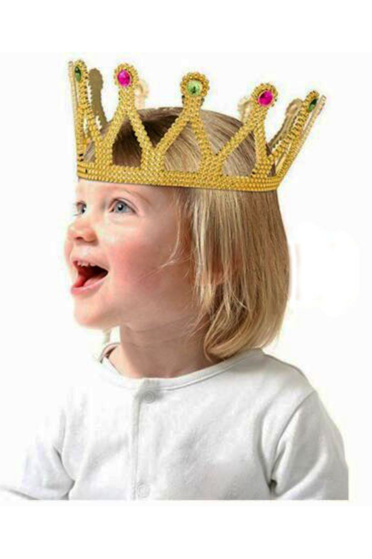 xmldünyası Altın Renk Çocuk ve ShopZum Yetişkin Uyumlu Kraliçe Tacı Prenses Tacı 8X25 cm