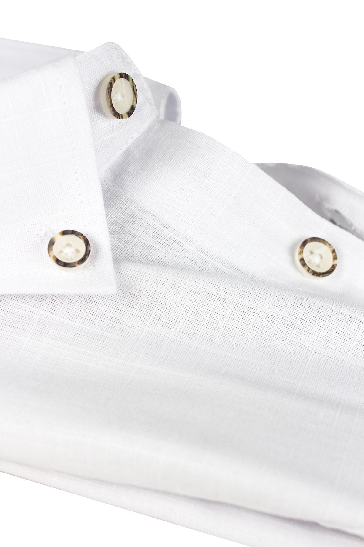 Varetta Erkek İnci Beyazı Keten Pamuklu Cepli Yazlık Kısa Kollu Gömlek Cotton Gömlek