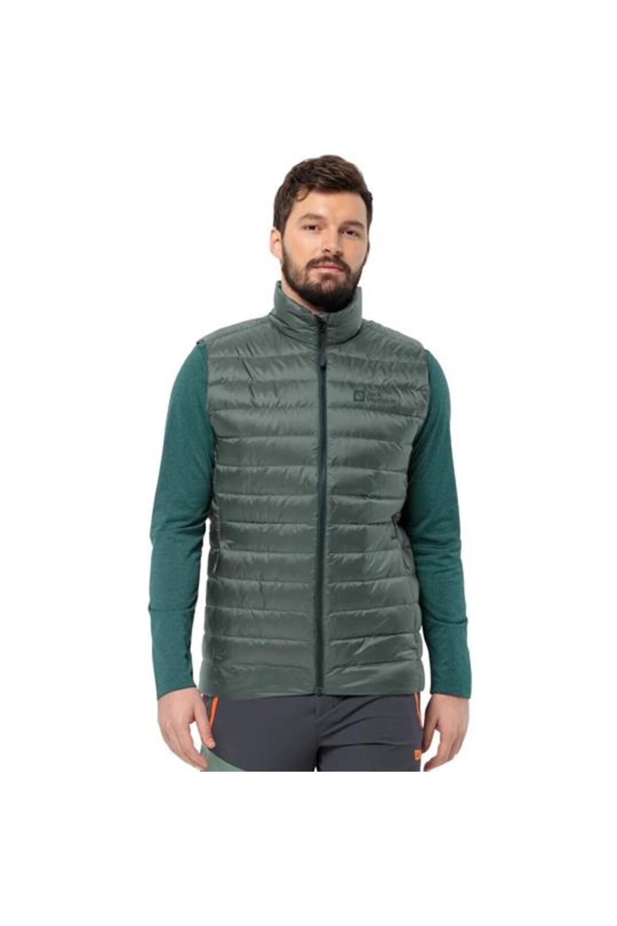 Jack Wolfskin PILVI DOWN VEST M ERKEK YELEK hedge green 4311