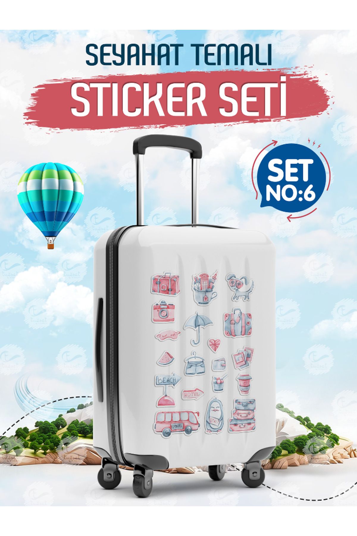 TUĞSET ETİKET Seyahat Temalı Bavul Sticker Etiket Çıkartma S6 (Laptop Tablet Suluk Telefon Valiz Defter Kitap)-T97