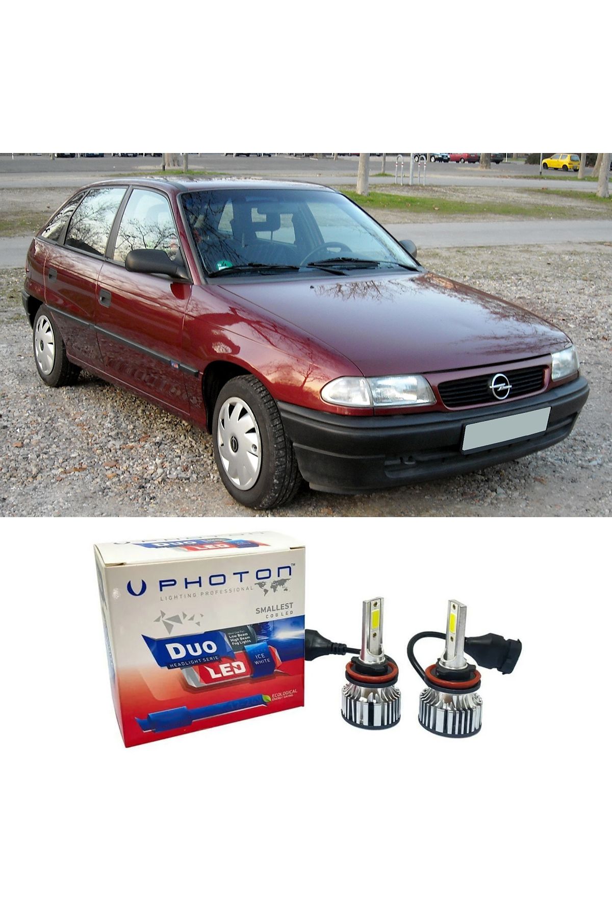 Photon Opel Astra F Led Xenon Uzun + Kısa Far Ampulü H4 Duo Yeni Seri Beyaz 1993-1998